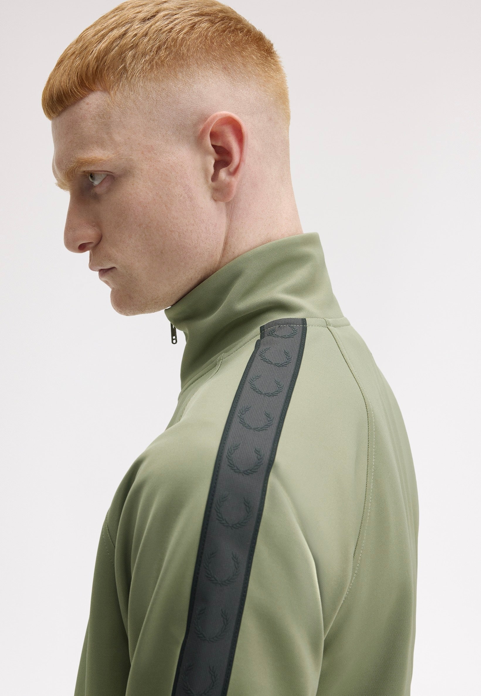 Fred Perry - Contrast Tape Olive/Anchor Grey - Track Jacket | Men-Image