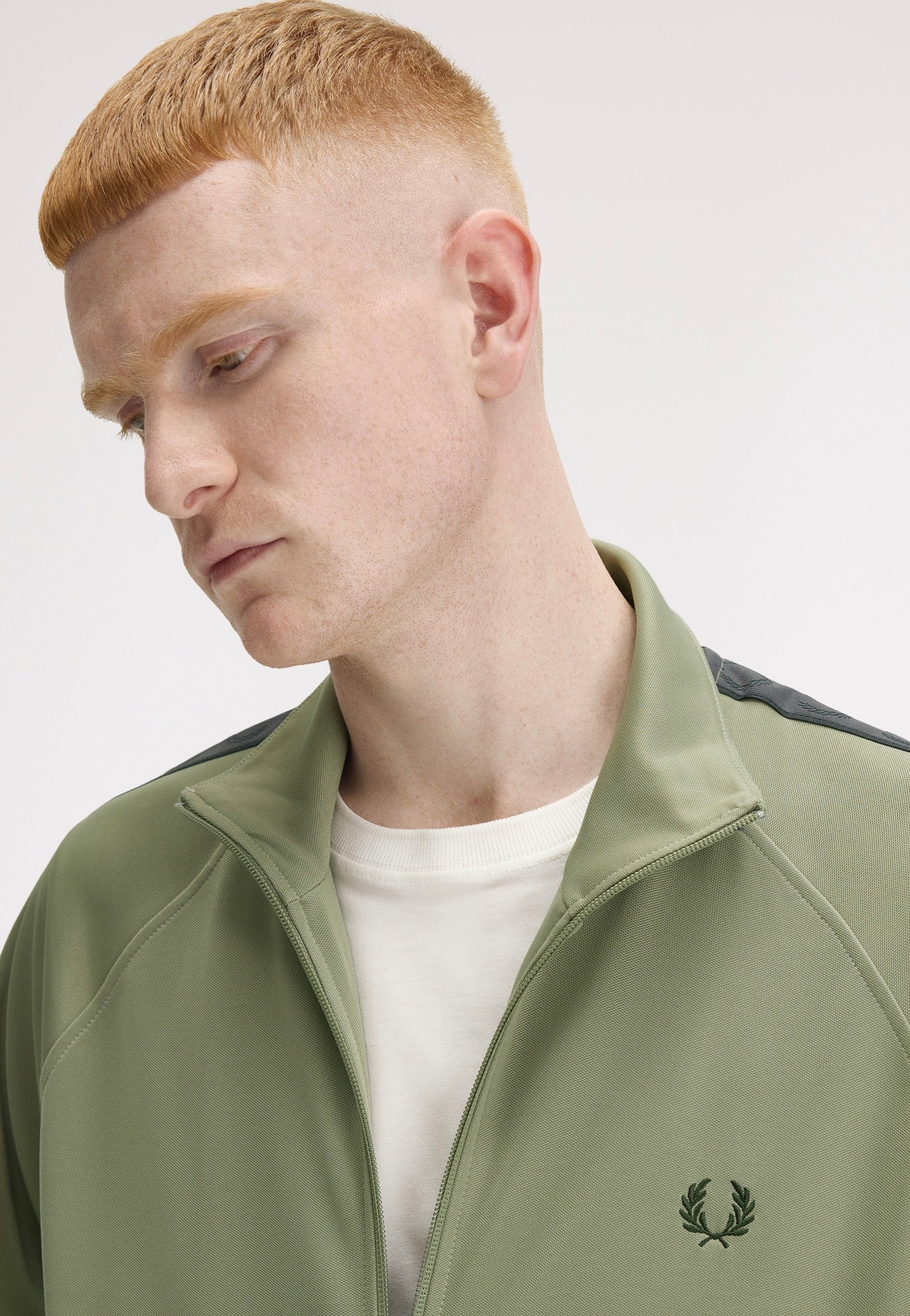 Fred Perry - Contrast Tape Olive/Anchor Grey - Track Jacket | Men-Image