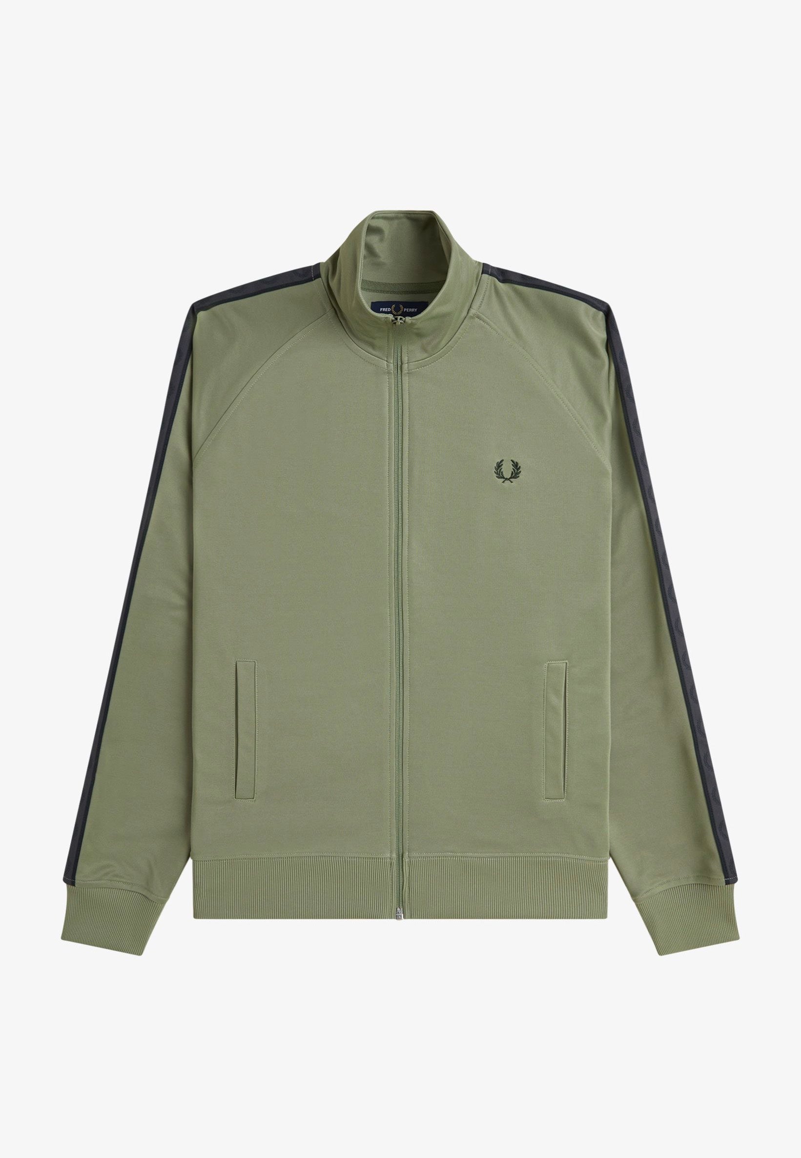 Fred Perry - Contrast Tape Olive/Anchor Grey - Track Jacket | Men-Image