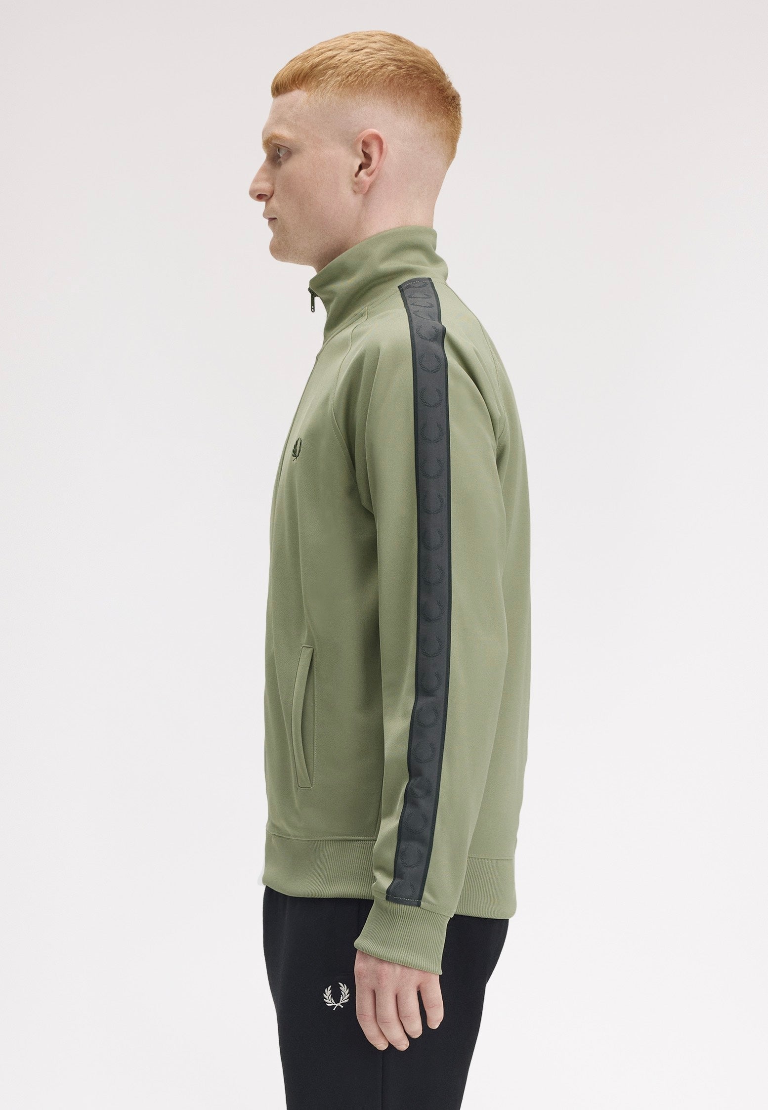 Fred Perry - Contrast Tape Olive/Anchor Grey - Track Jacket | Men-Image