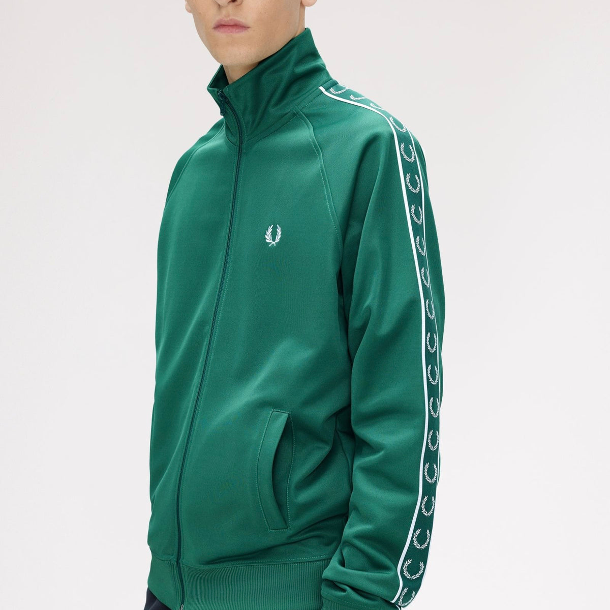 Fred Perry Contrast Taped Sport Green - Track Jacket | Impericon