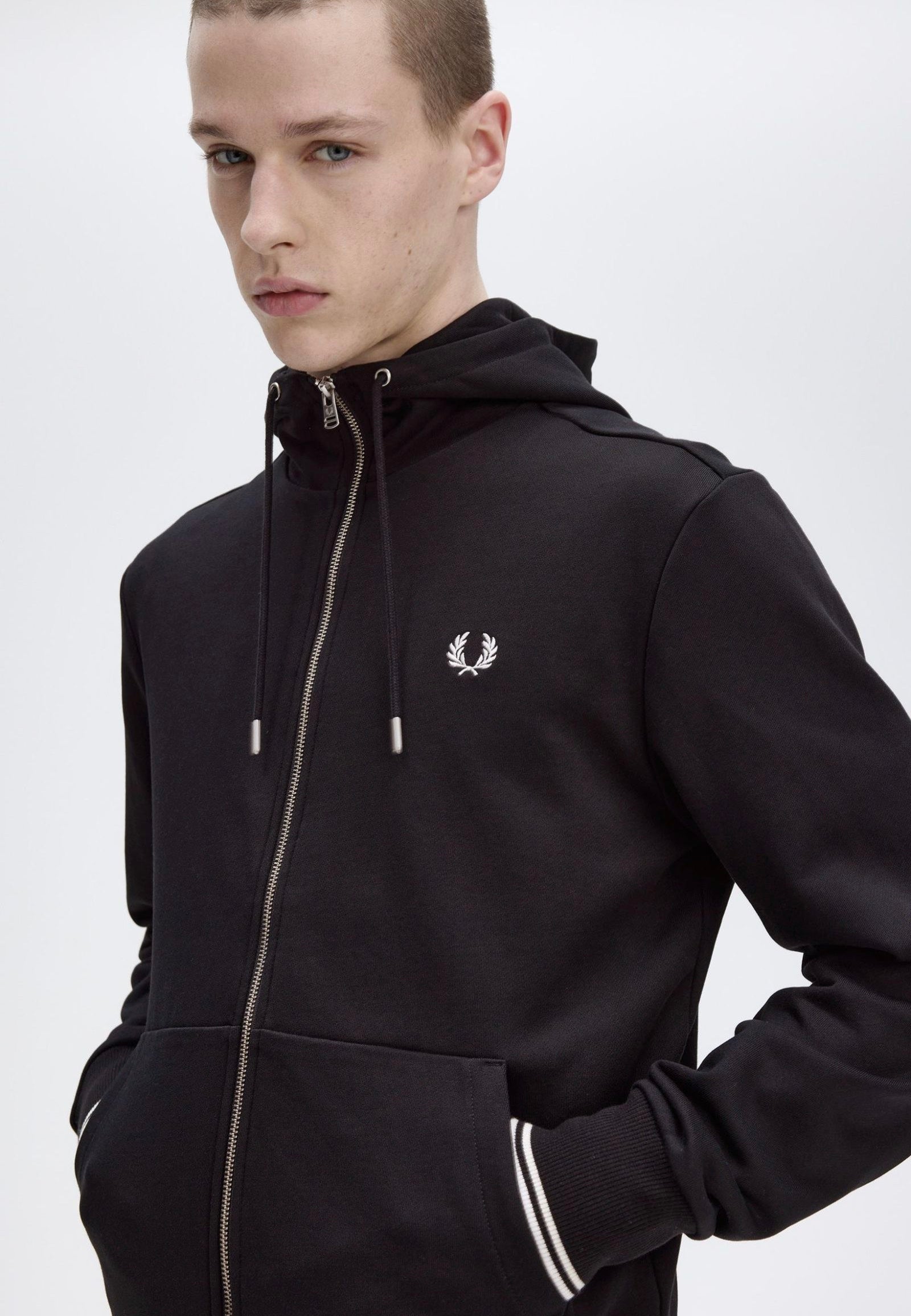 Fred Perry - Hooded Zip Through Black - Zipper | Men-Image