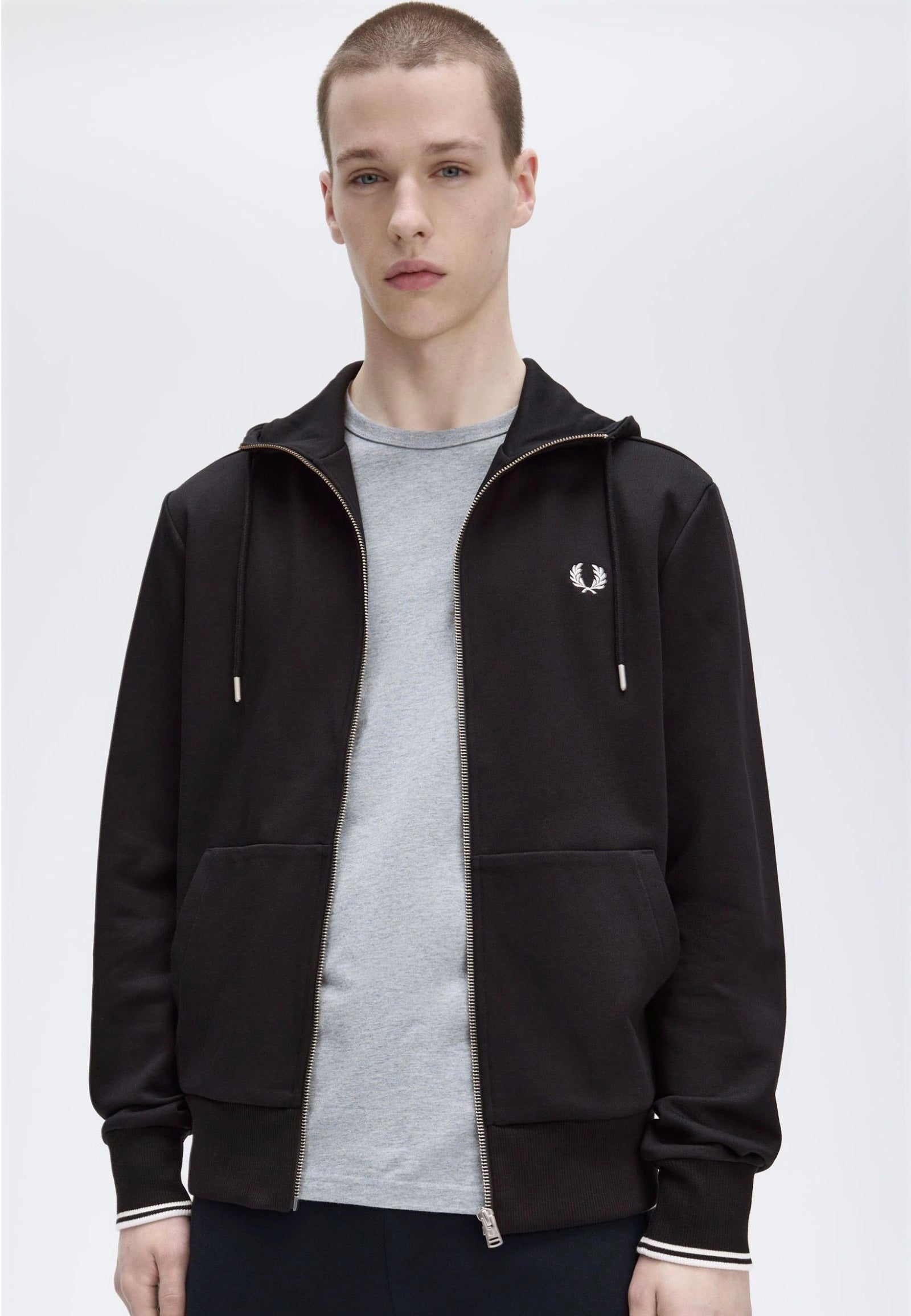 Fred Perry - Hooded Zip Through Black - Zipper | Men-Image