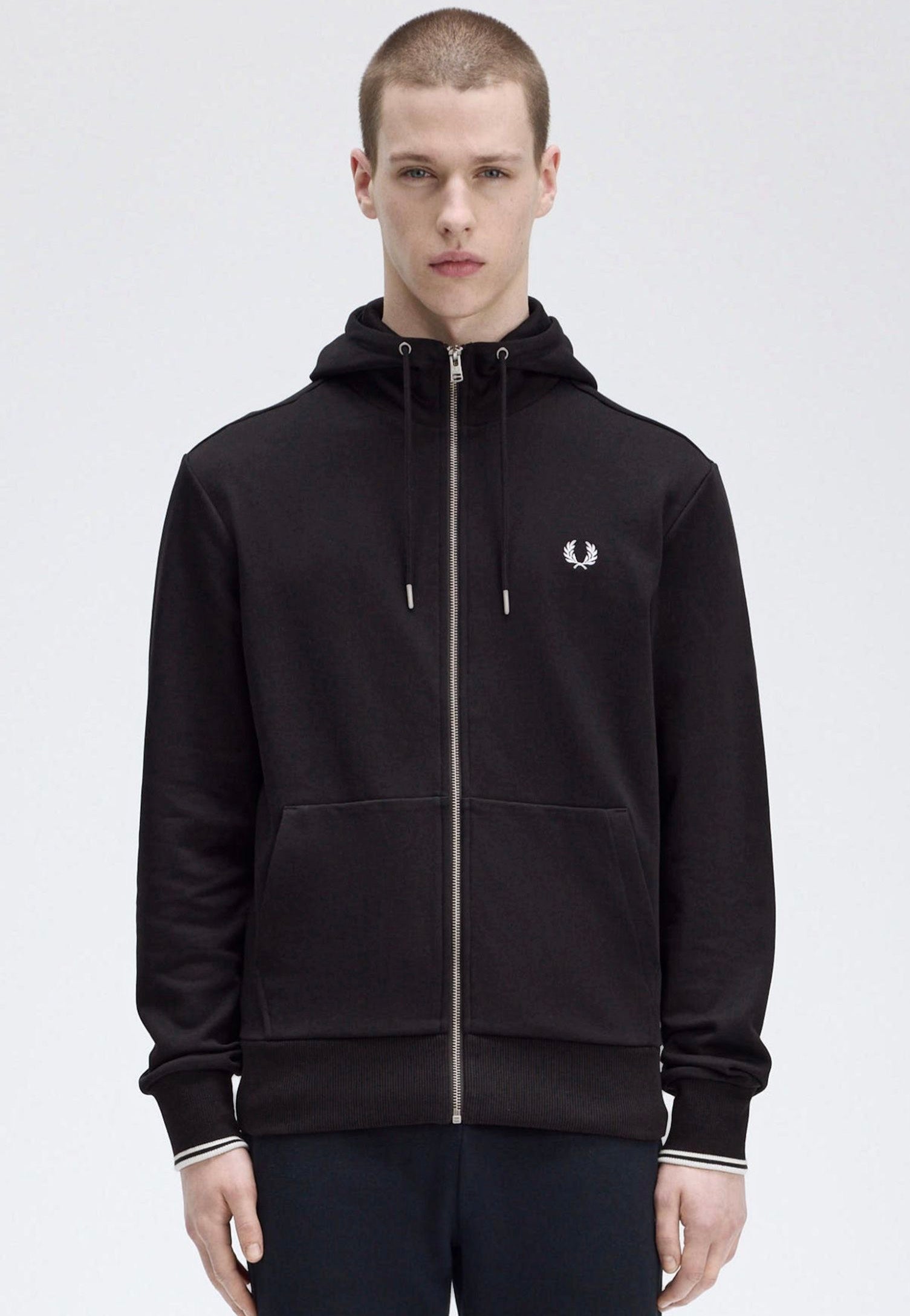 Fred Perry - Hooded Zip Through Black - Zipper | Men-Image