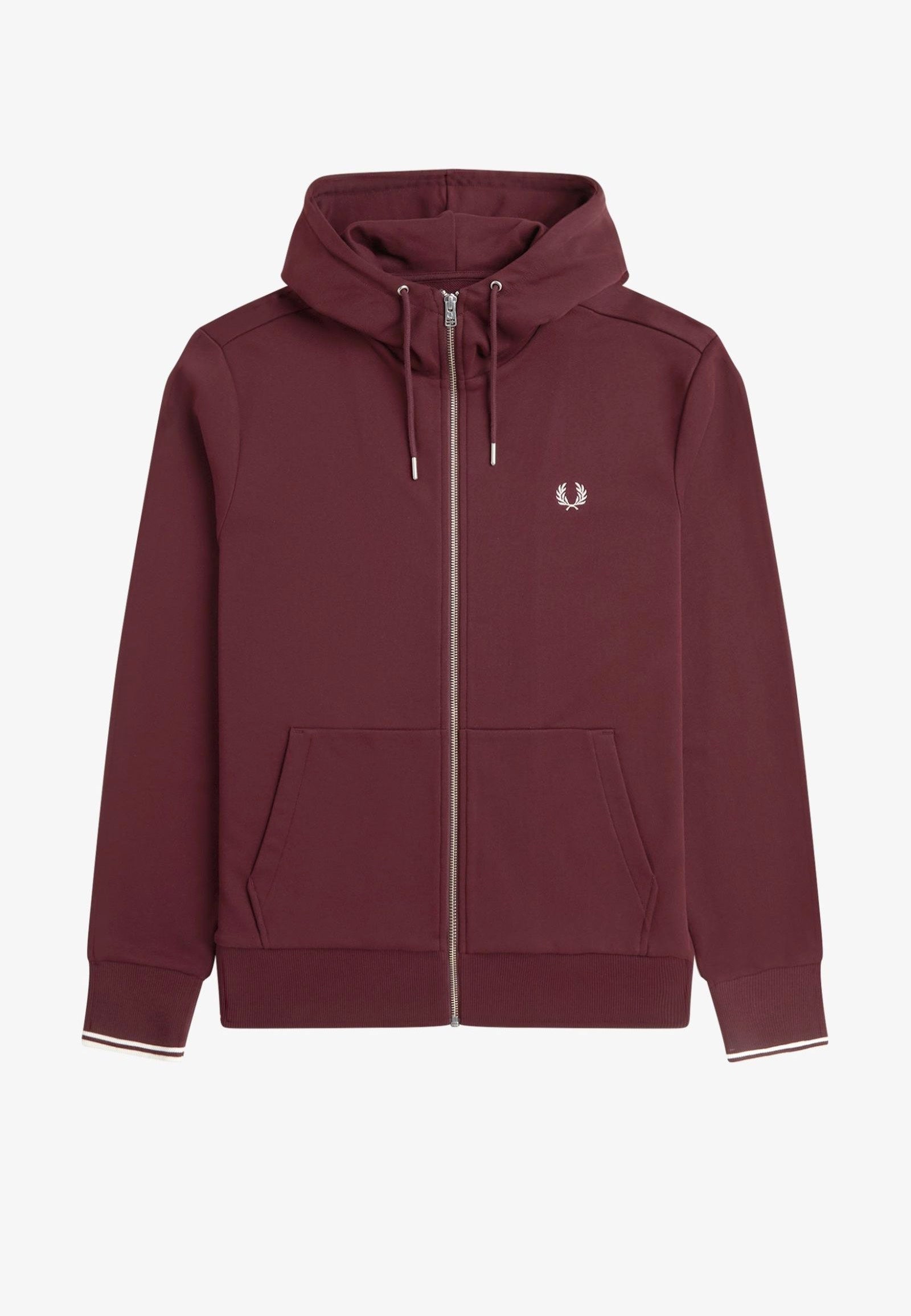 Fred Perry - Hooded Zip Through Oxblood/Ecru/Ecru - Zipper | Men-Image