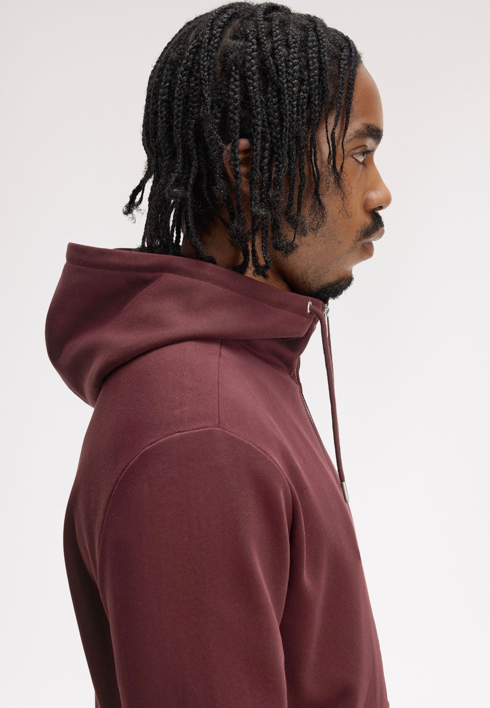 Fred Perry - Hooded Zip Through Oxblood/Ecru/Ecru - Zipper | Men-Image
