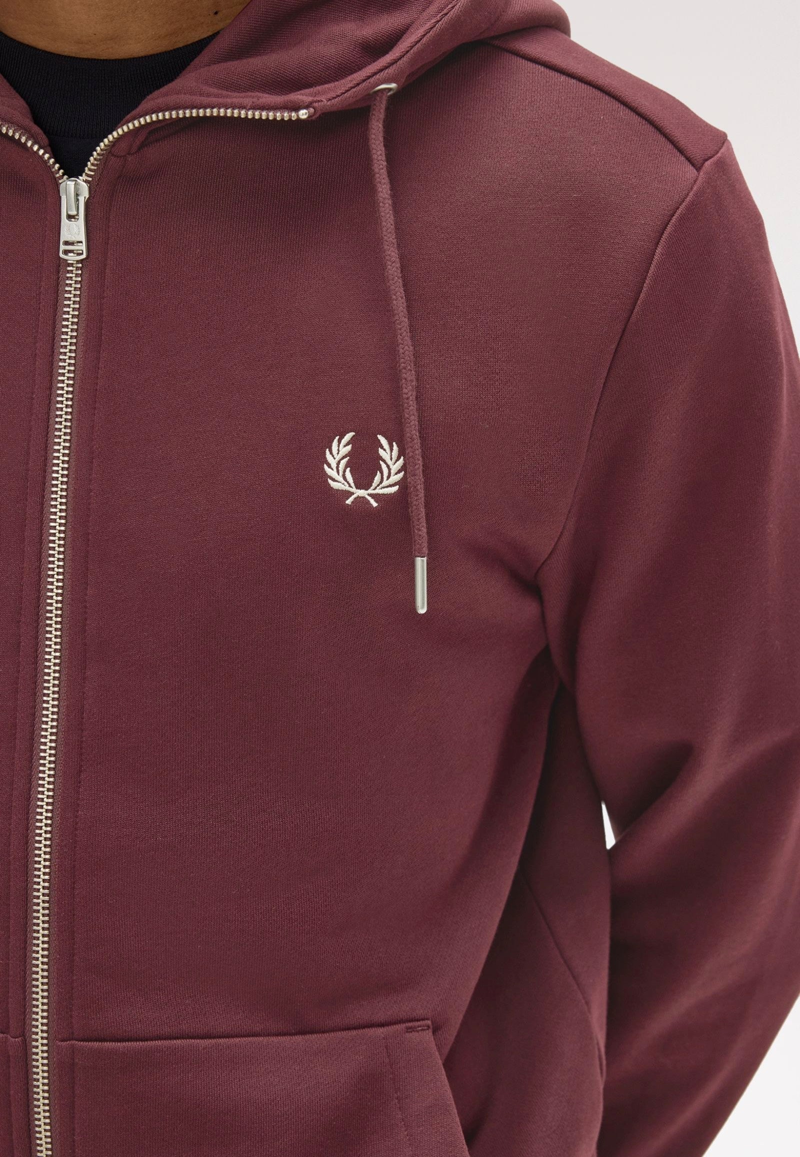 Fred Perry - Hooded Zip Through Oxblood/Ecru/Ecru - Zipper | Men-Image