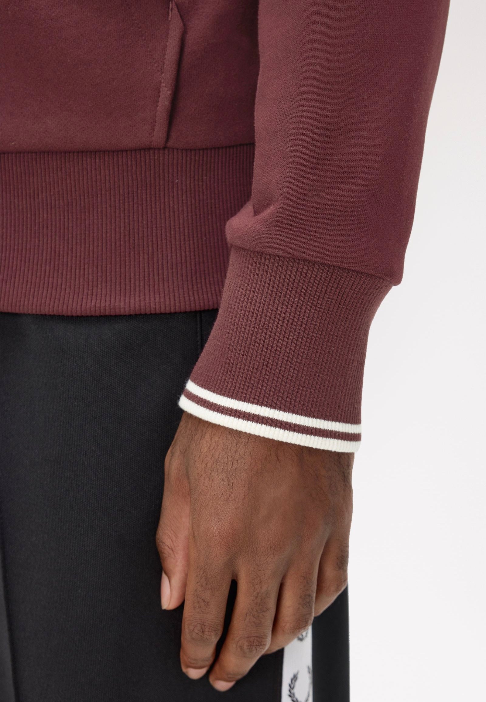 Fred Perry - Hooded Zip Through Oxblood/Ecru/Ecru - Zipper | Men-Image