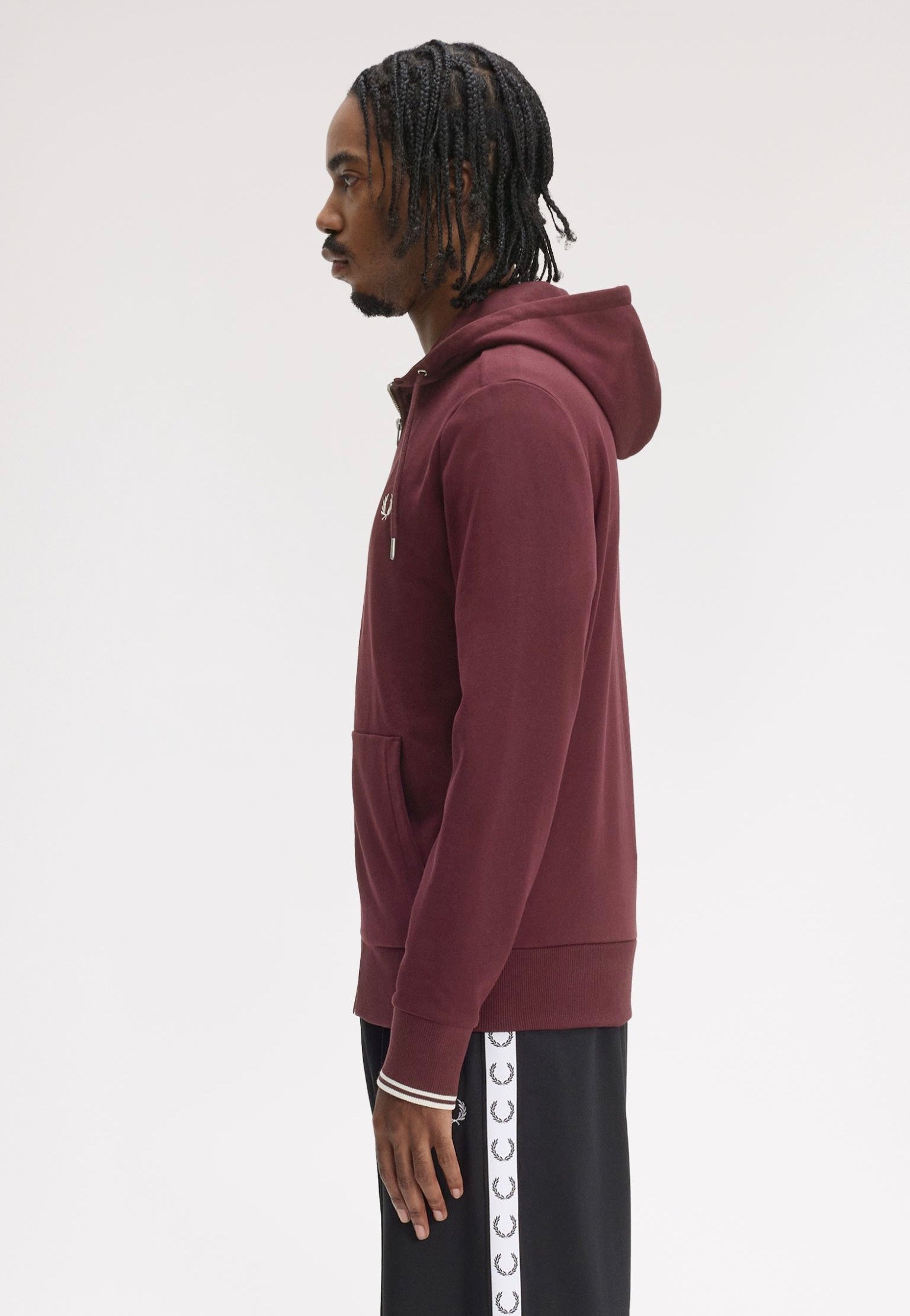 Fred Perry - Hooded Zip Through Oxblood/Ecru/Ecru - Zipper | Men-Image