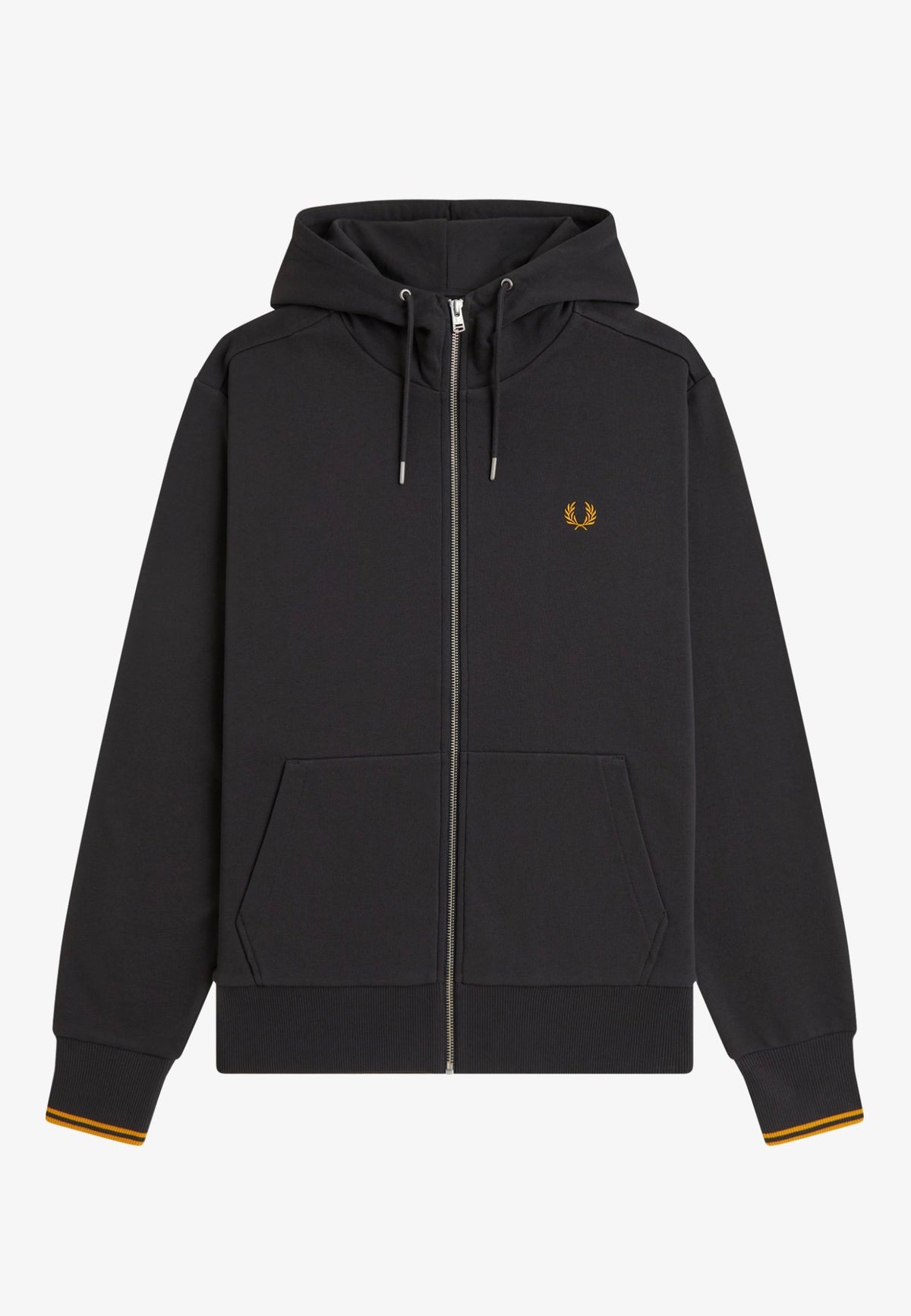 Fred Perry Hooded Zip Through Anchor Grey/Golden Huvtröja med dragkedja | Men-Image