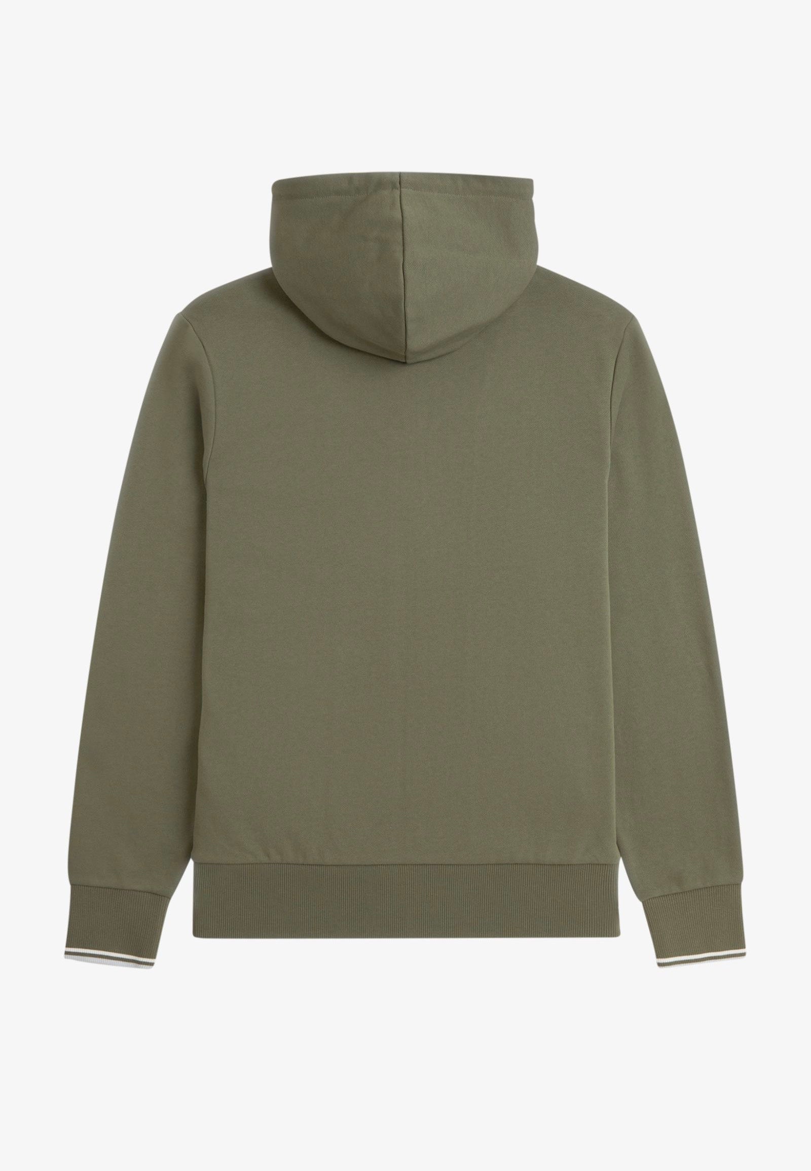 Fred Perry - Hooded Zip-Through Laurel Wreath Green/Ecru/Dusky Blue - Zipper | Men-Image