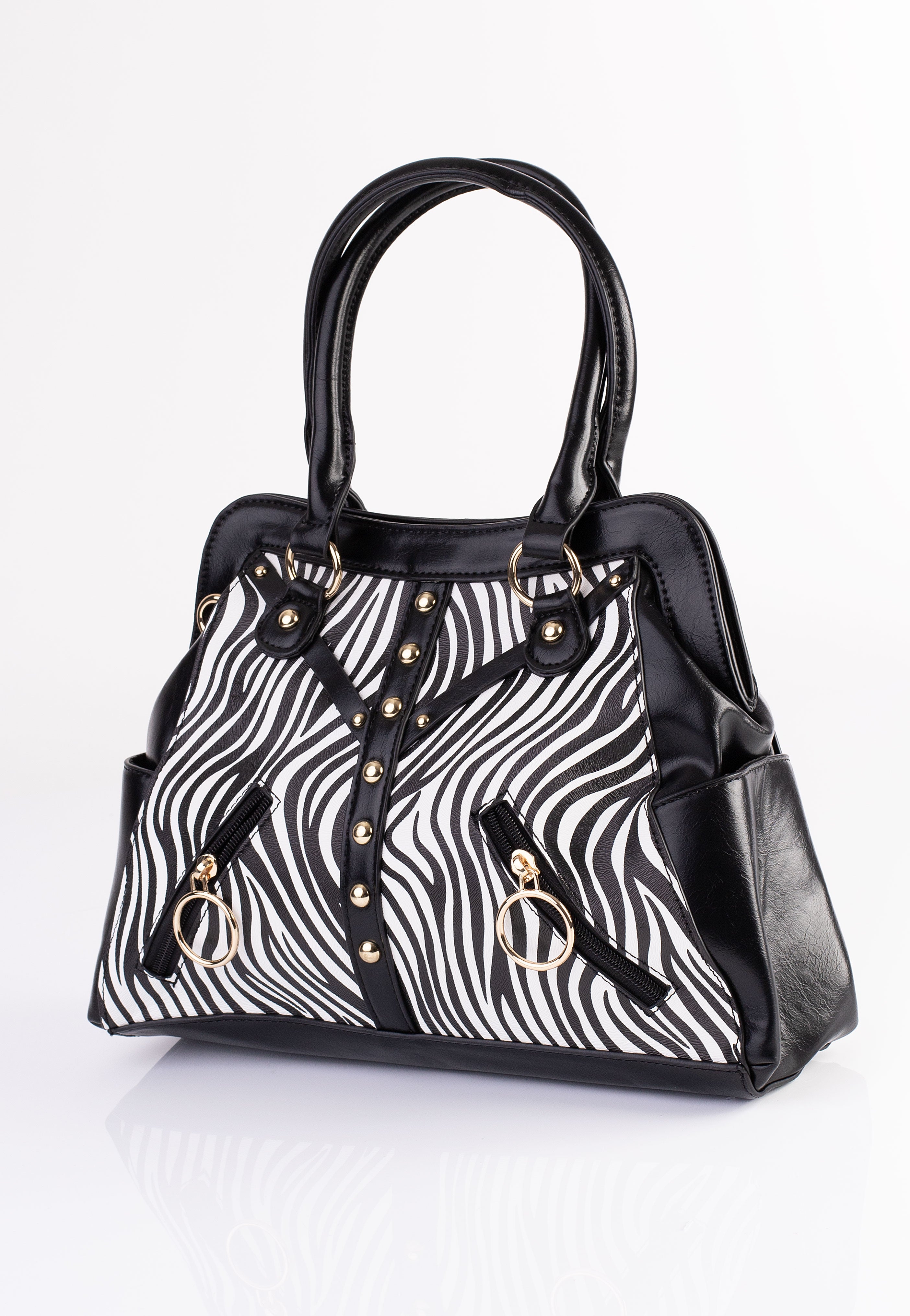 Jawbreaker - Zebra Studded Shoulder Black - Bag | Neutral-Image