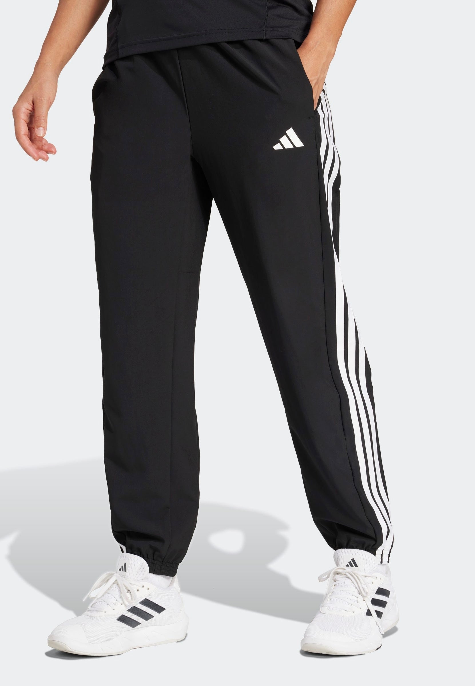 Adidas - Workout Essentials 3-Stripes Woven Black/White - Sweat Pants | Women-Image