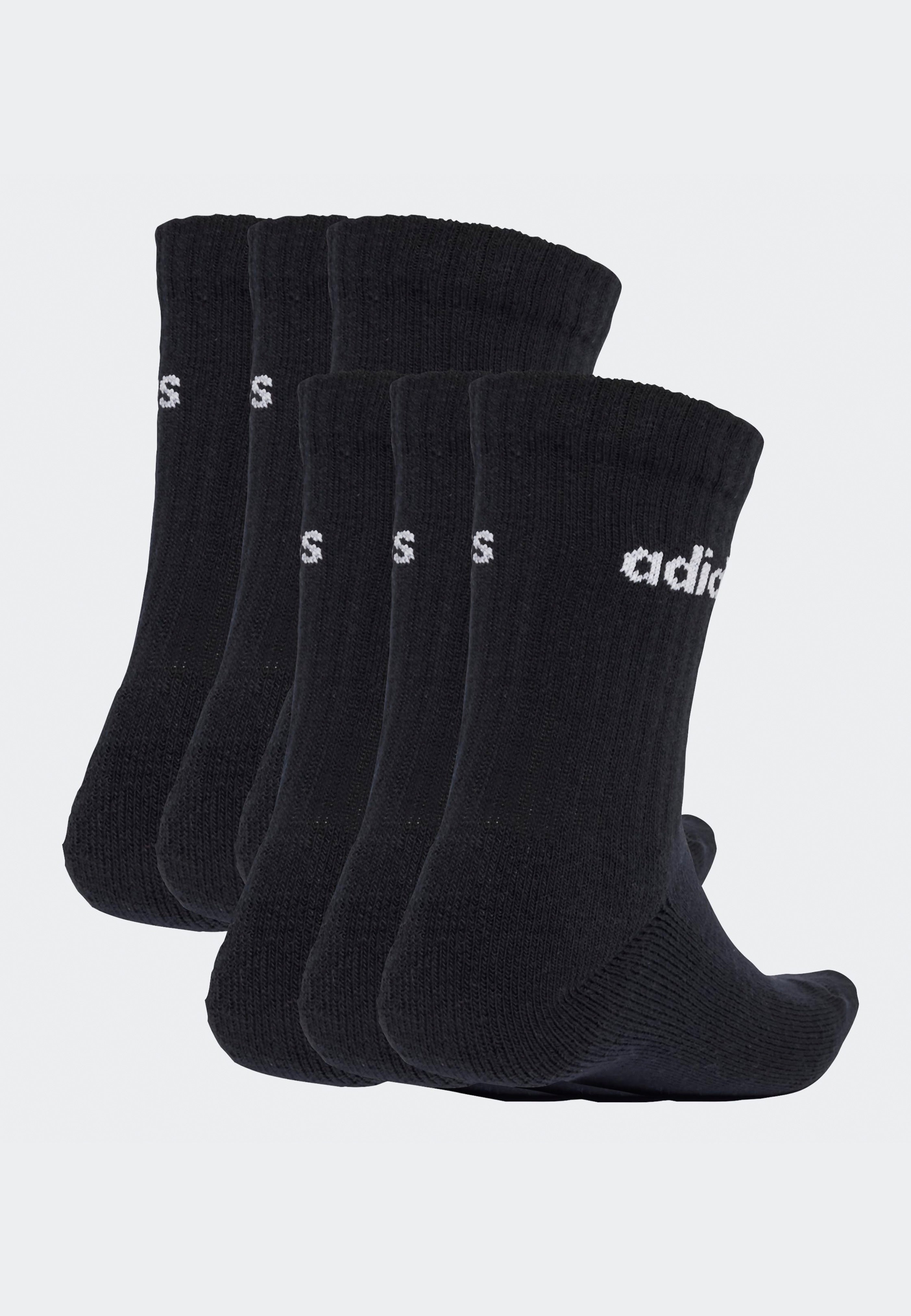 Adidas - Linear CrewPack Of 6 Black/White - Socks | Neutral-Image