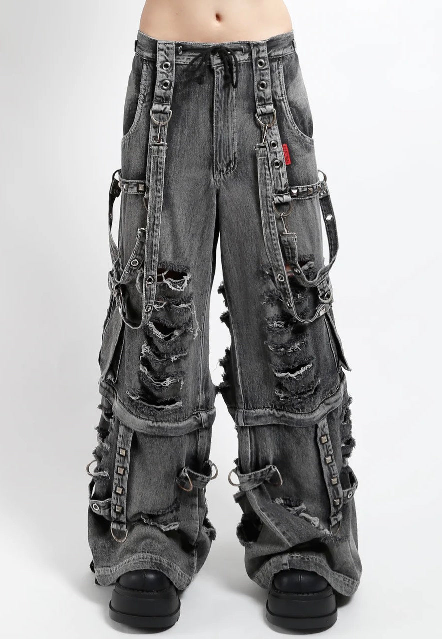 Tripp NYC Shredder Denim Full Force Pant Black Fog Wash Jeans | Women-Image