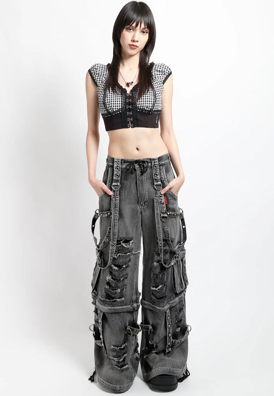 Tripp NYC Shredder Denim Full Force Pant Black Fog Wash Džíny | Women-Image