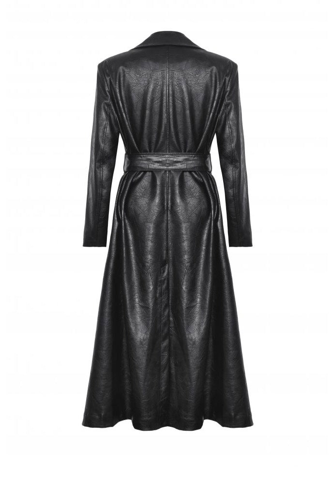 Dark In Love - Black Deep Sea Hunter Leather Long - Jacket | Women-Image