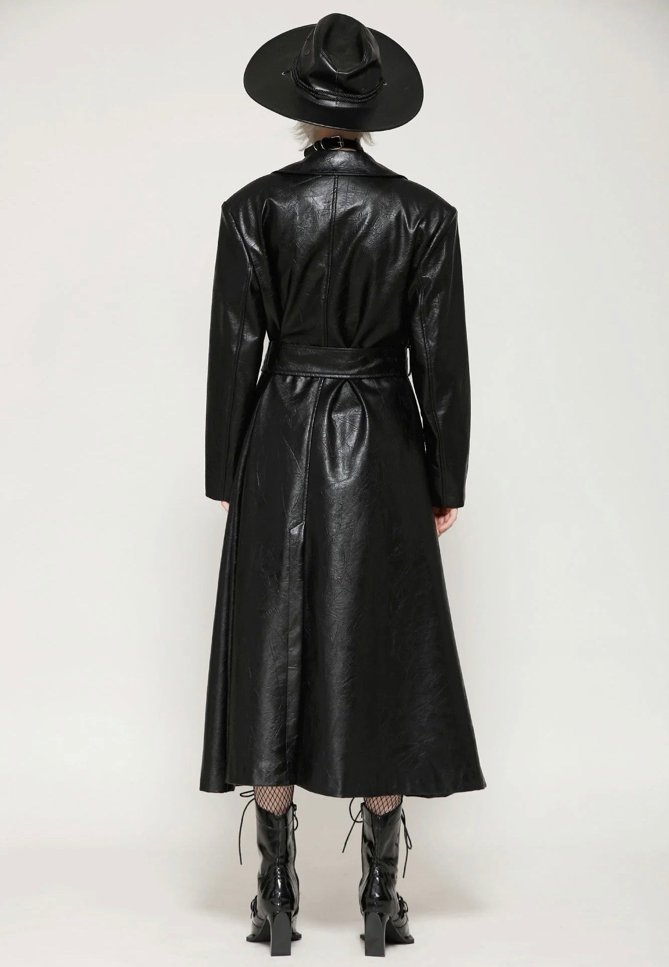 Dark In Love - Black Deep Sea Hunter Leather Long - Jacket | Women-Image