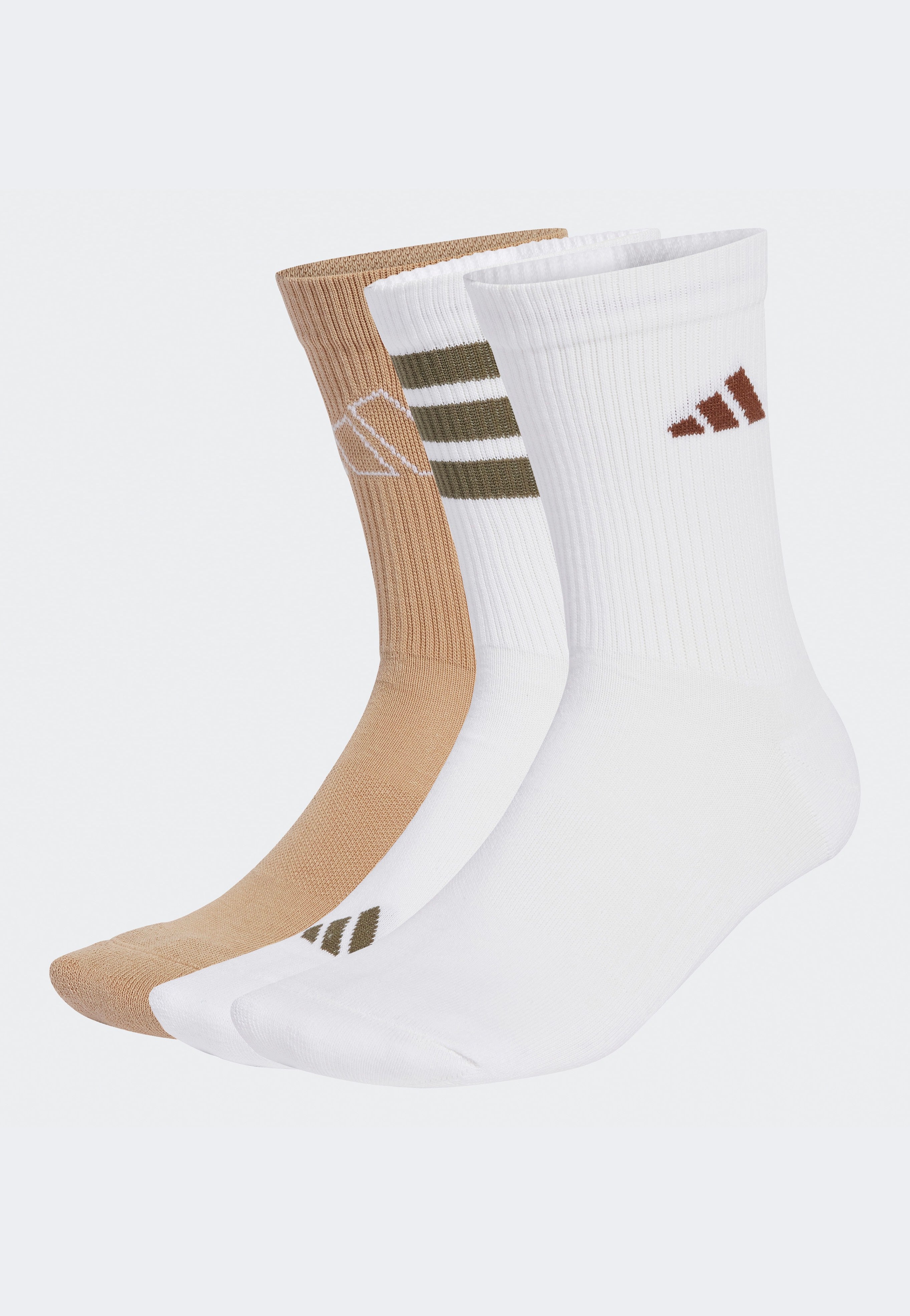 Adidas - Logo Pack Of 3 White/Olistr/Warsan - Socks | Neutral-Image