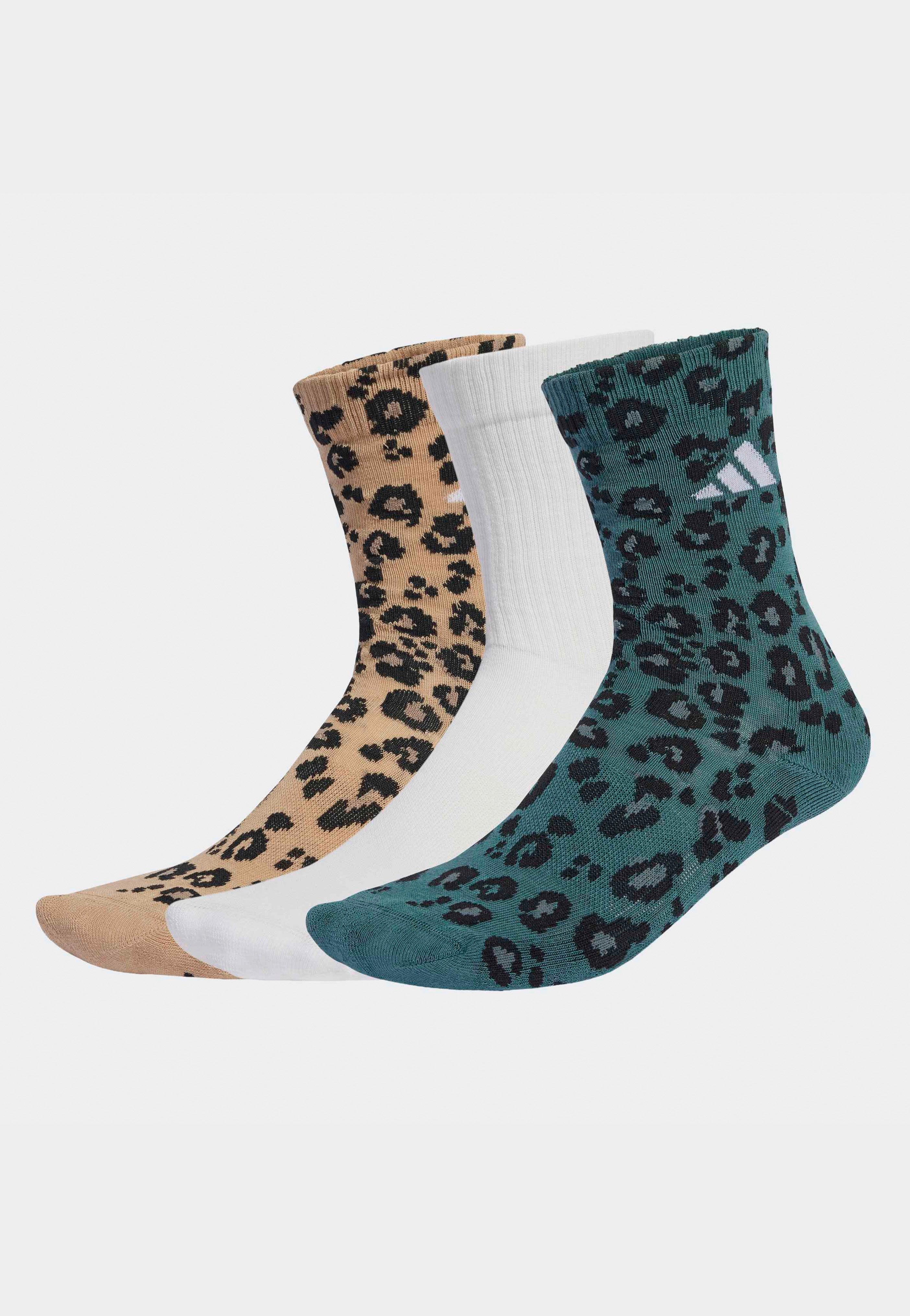 Adidas - Leopard Print Pack Of 3 Multco/Warsan/White/Multc - Socks | Neutral-Image