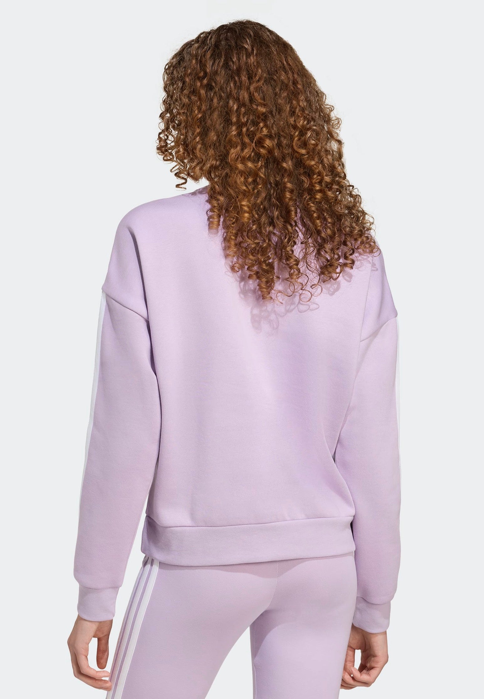 Adidas - Essentials 3-Stripes Fleece Powplu/White - Sweater | Women-Image