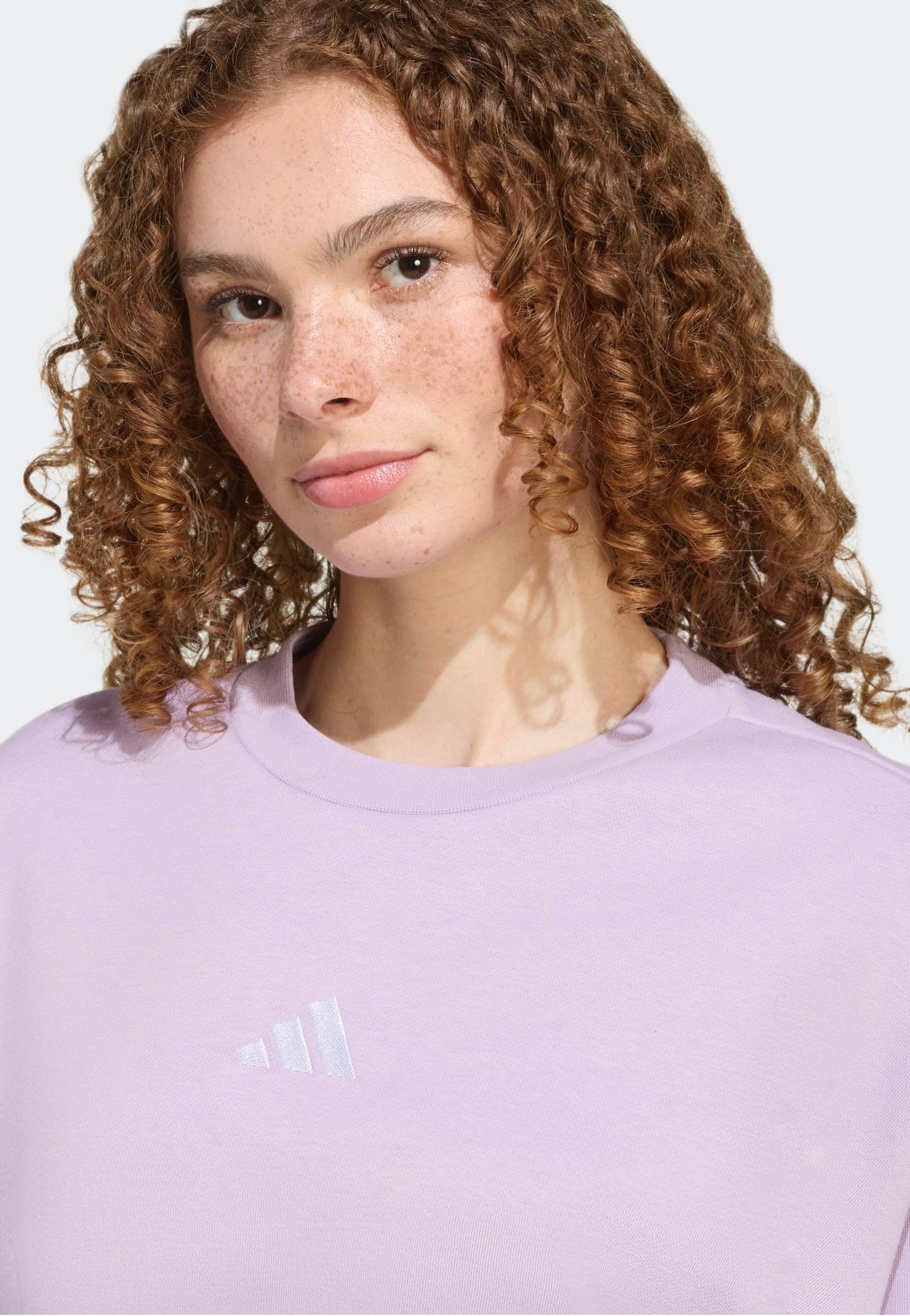 Adidas - Essentials 3-Stripes Fleece Powplu/White - Sweater | Women-Image