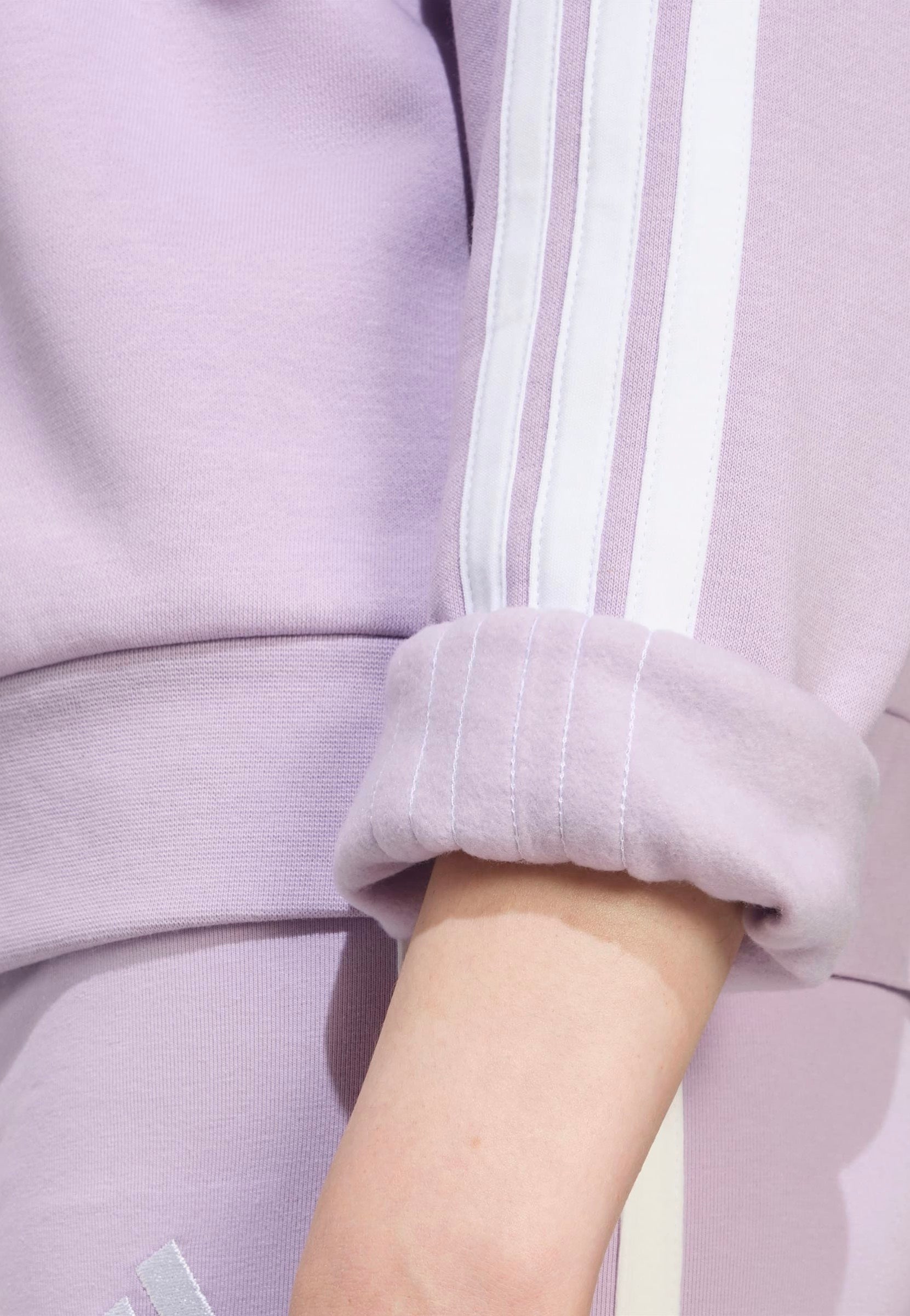 Adidas - Essentials 3-Stripes Fleece Powplu/White - Sweater | Women-Image