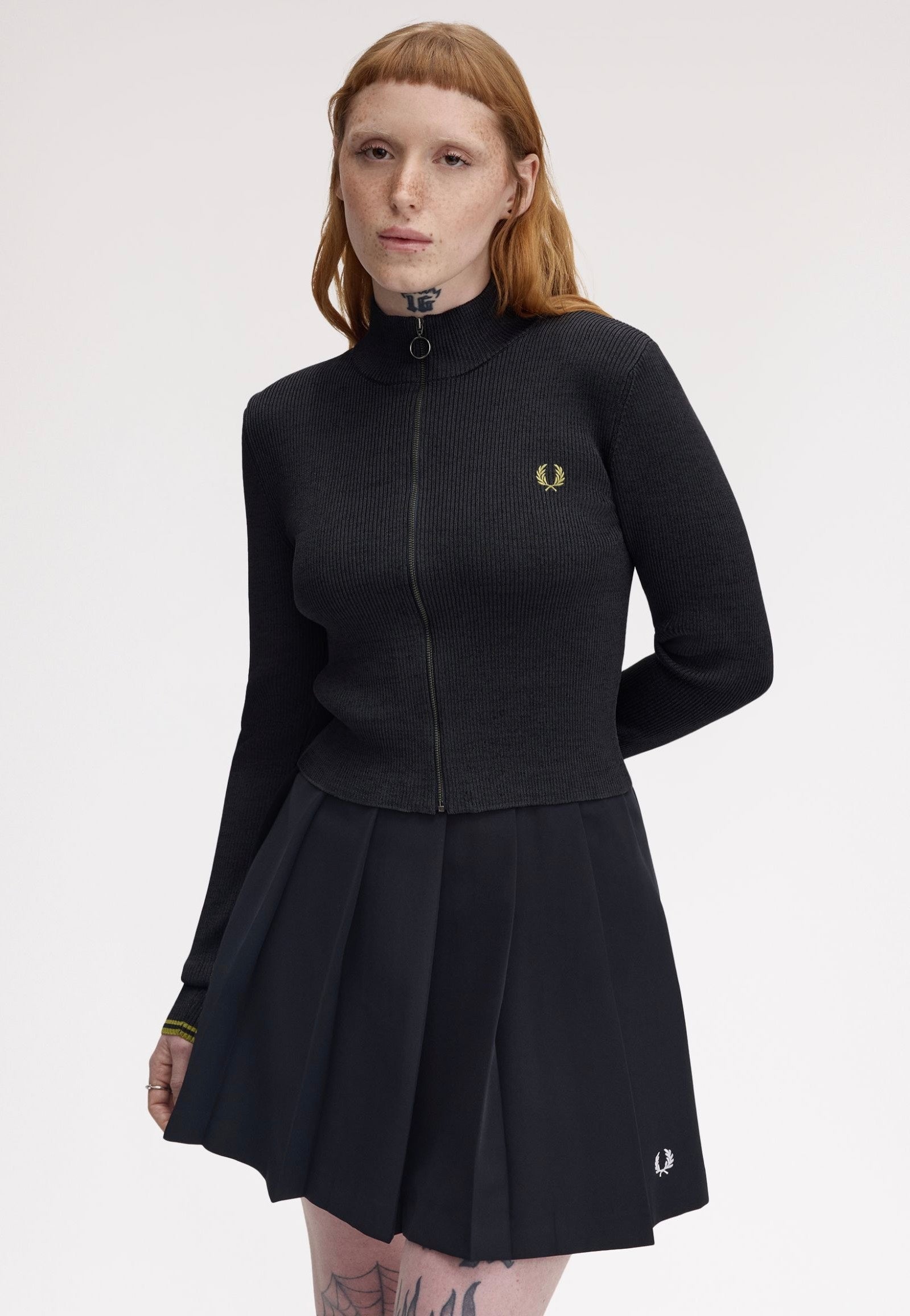 Fred Perry - Zip-Through Metallic Ribbed Anchor Grey - Track Jacket | Women-Image