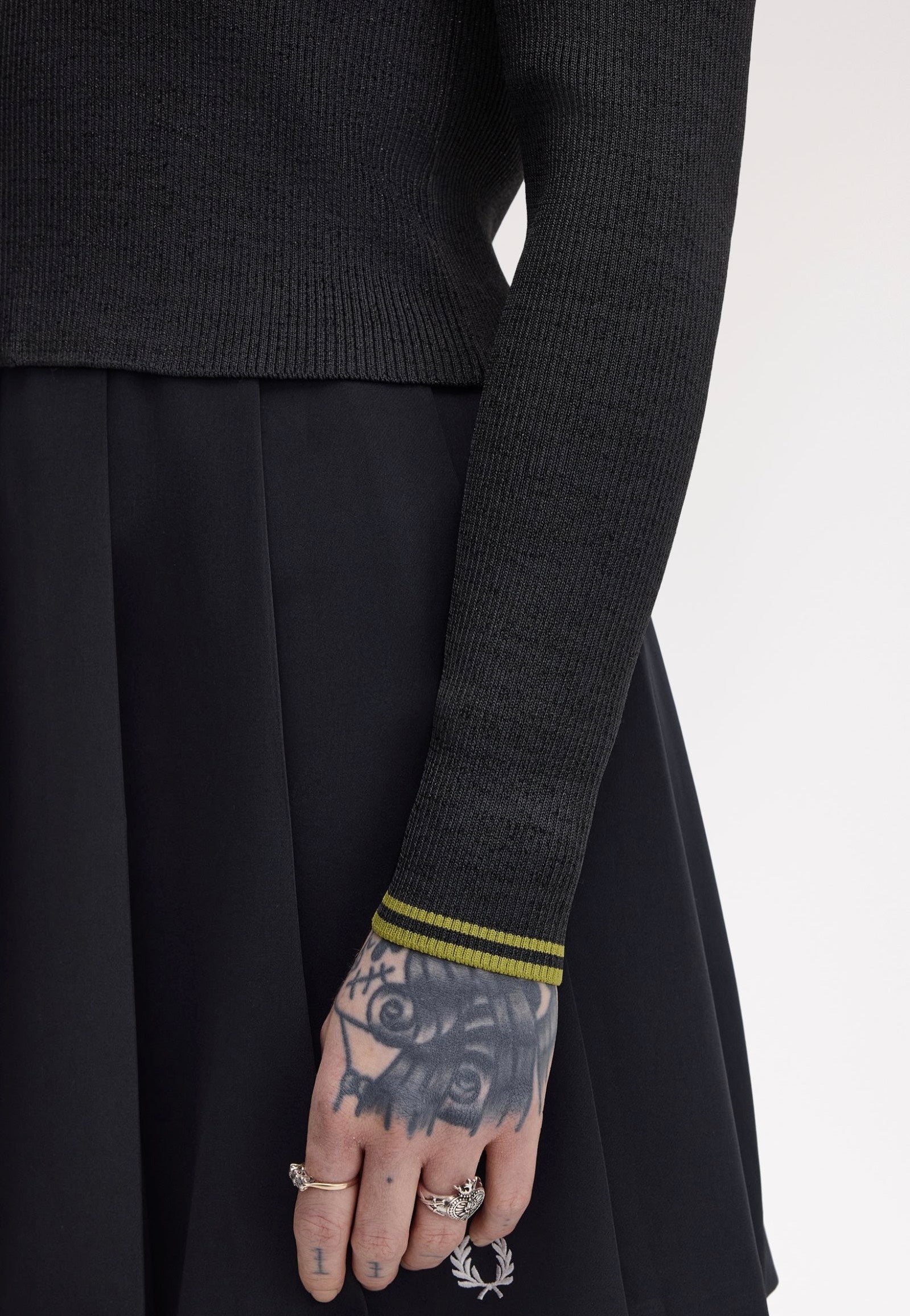 Fred Perry - Zip-Through Metallic Ribbed Anchor Grey - Track Jacket | Women-Image