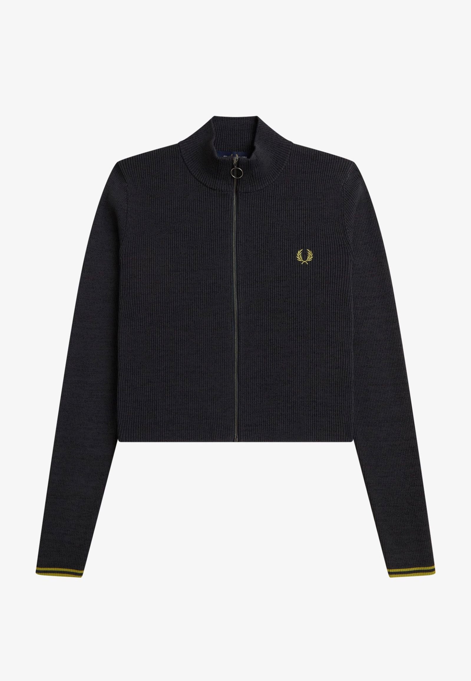 Fred Perry - Zip-Through Metallic Ribbed Anchor Grey - Track Jacket | Women-Image