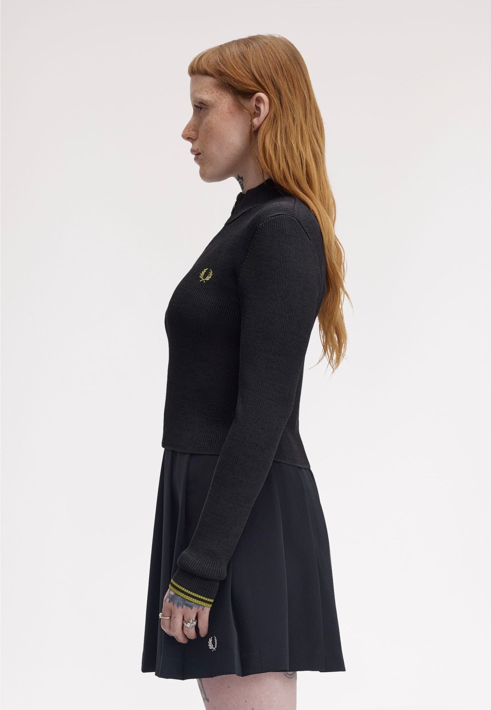 Fred Perry - Zip-Through Metallic Ribbed Anchor Grey - Track Jacket | Women-Image