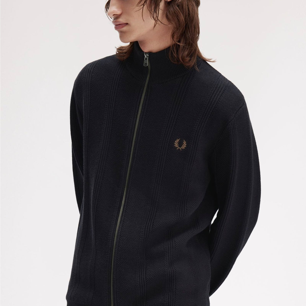 フレッドペリー Zip-Through Cardigan Textured Zip Through Cardigan - Ecru | Men's Knitwear