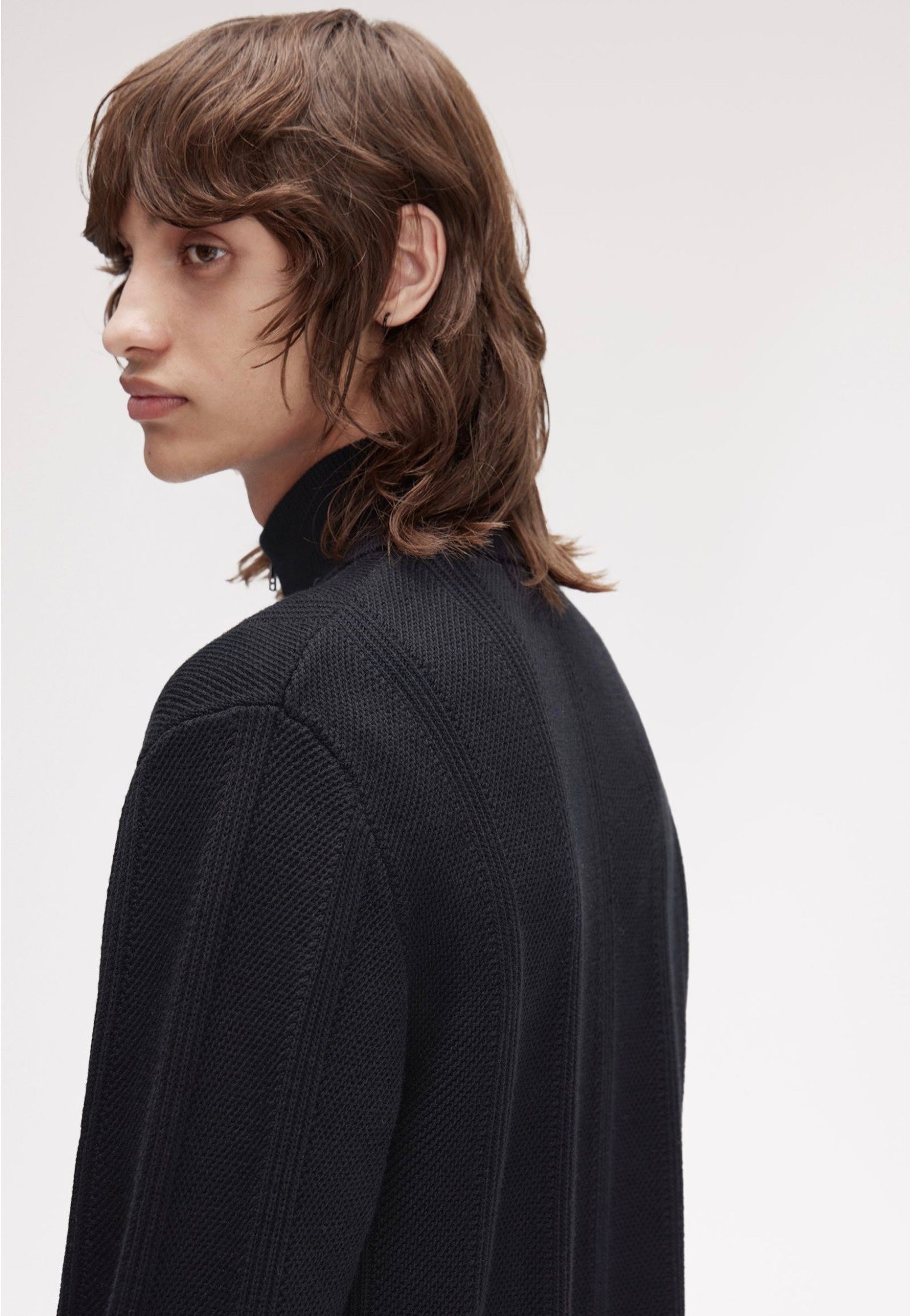 Fred Perry - Textured Zip Through Black - Cardigan | Men-Image