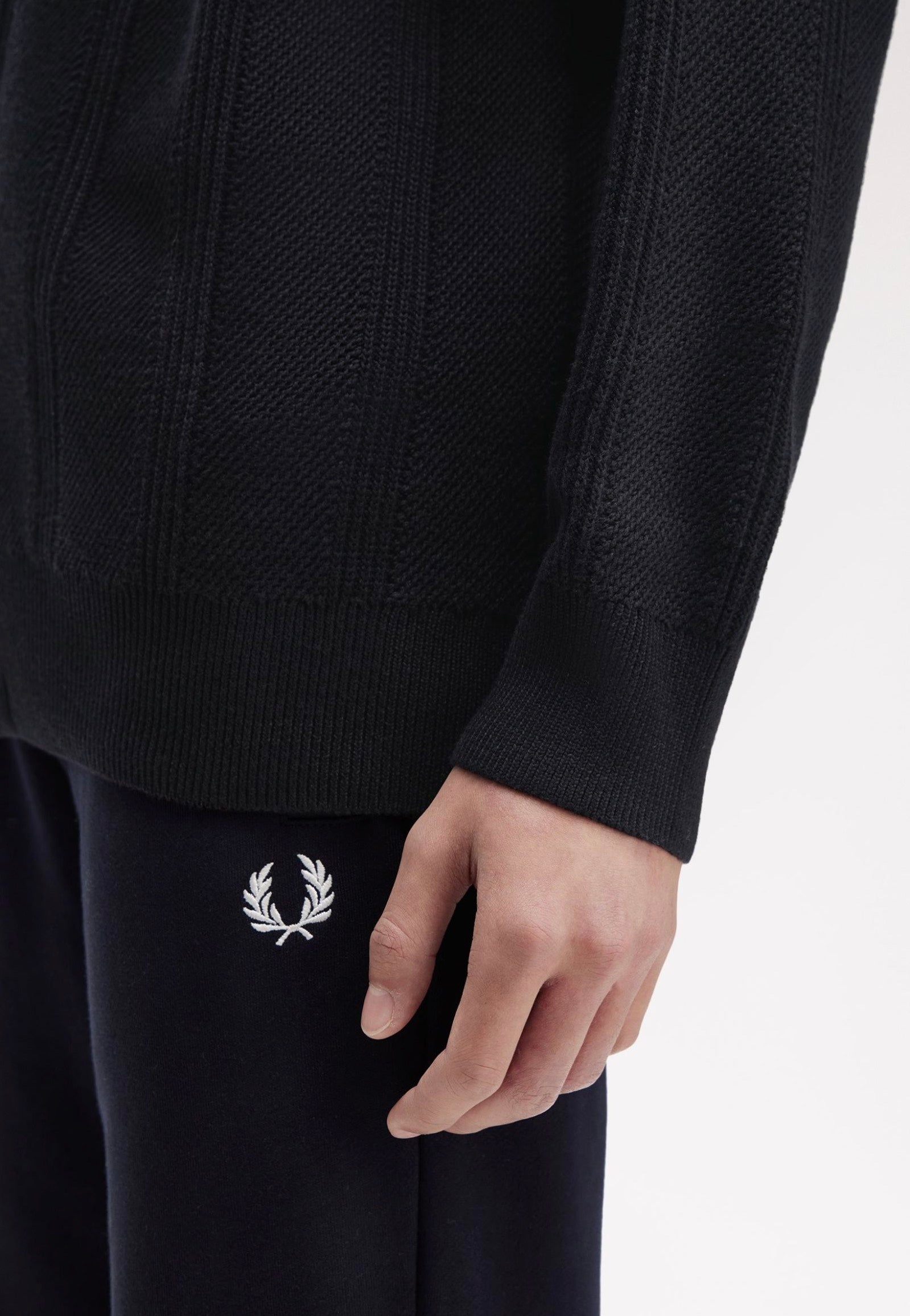 Fred Perry - Textured Zip Through Black - Cardigan | Men-Image