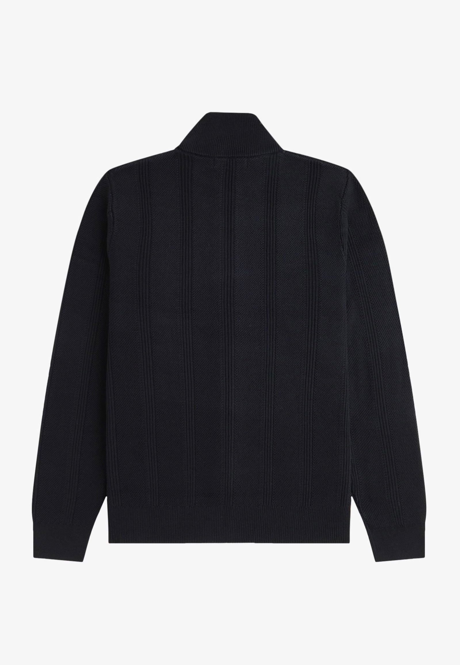 Fred Perry - Textured Zip Through Black - Cardigan | Men-Image