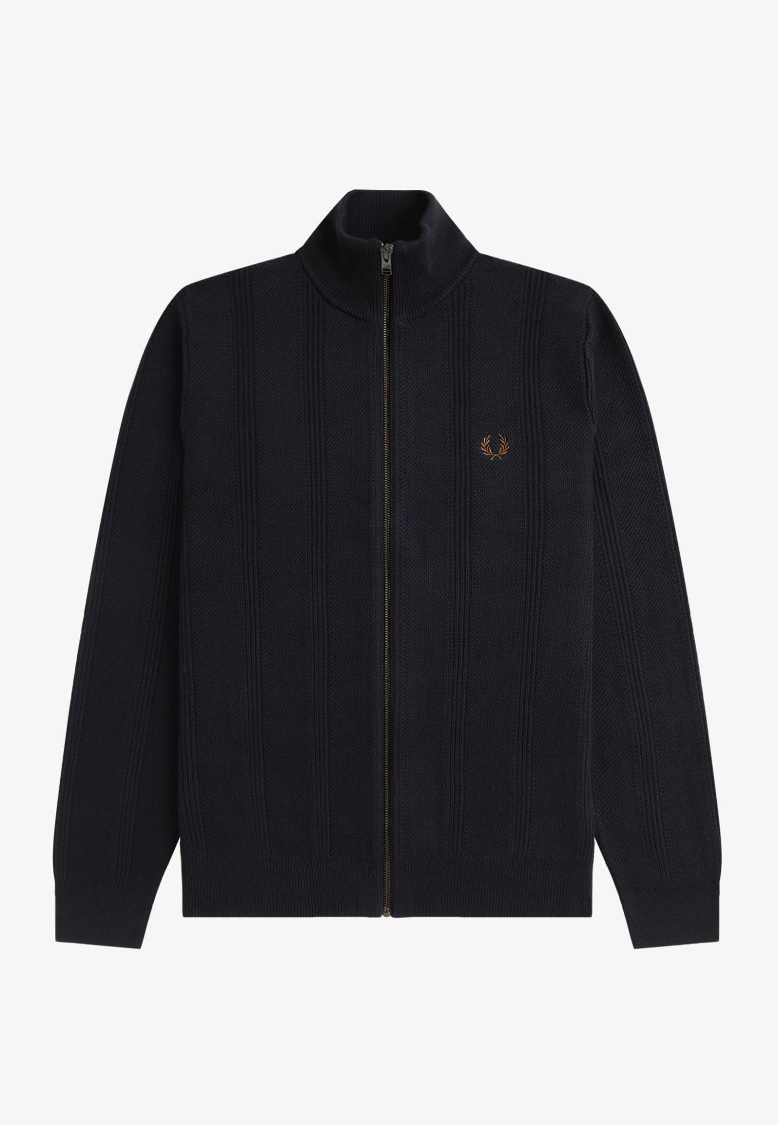 Fred Perry - Textured Zip Through Black - Cardigan | Men-Image