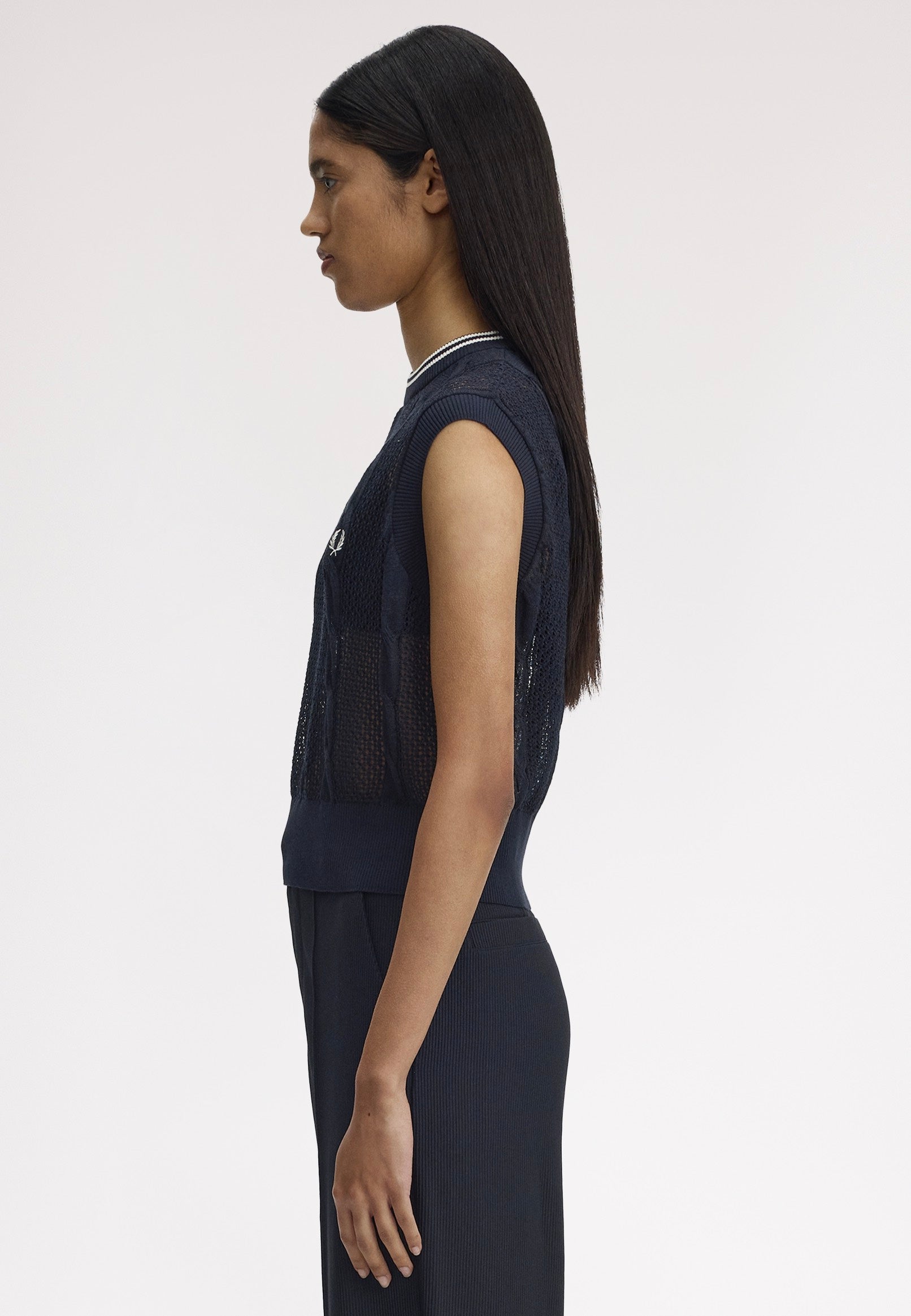 Fred Perry - Mesh Cable Knit Navy - Top | Women-Image