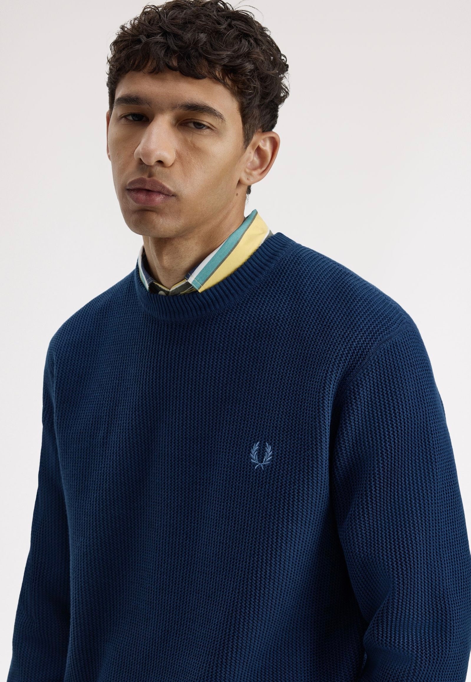 Fred Perry - Textured Jumper Tennis Blue - Pullover | Men-Image