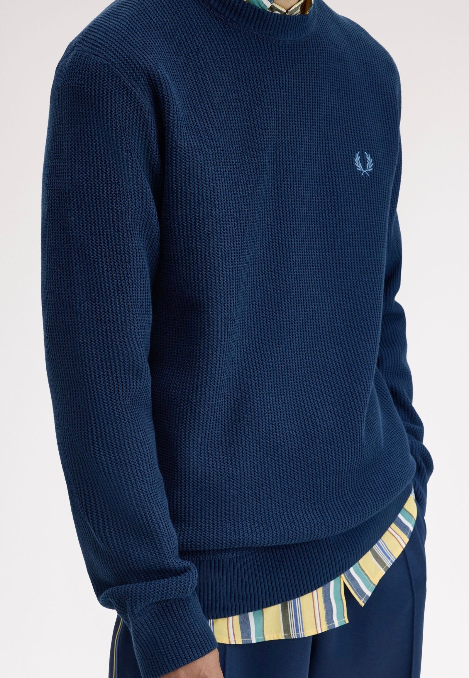 Fred Perry - Textured Jumper Tennis Blue - Pullover | Men-Image