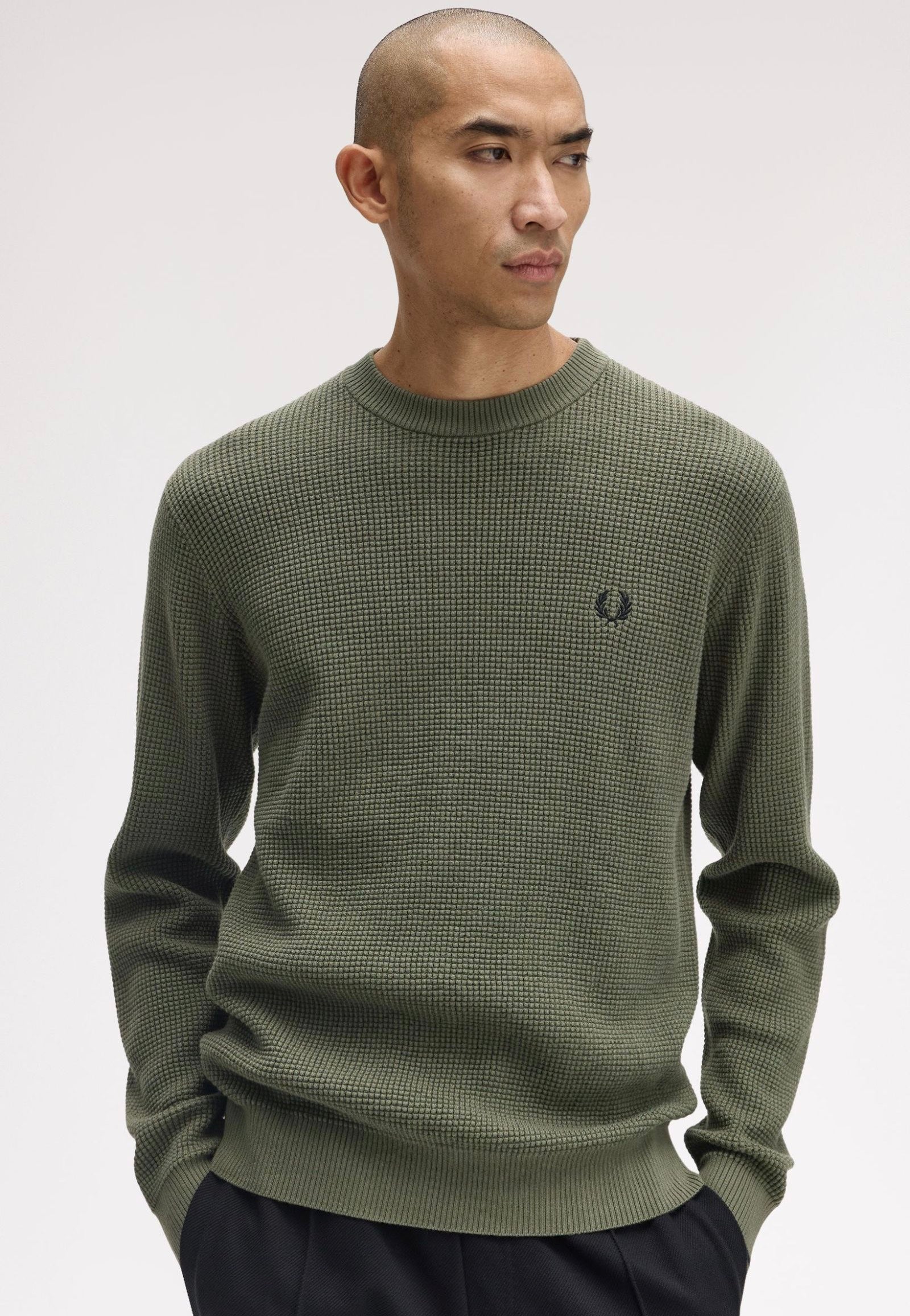 Fred Perry - Waffle Stitch Laurel Wreath Green - Pullover | Men-Image