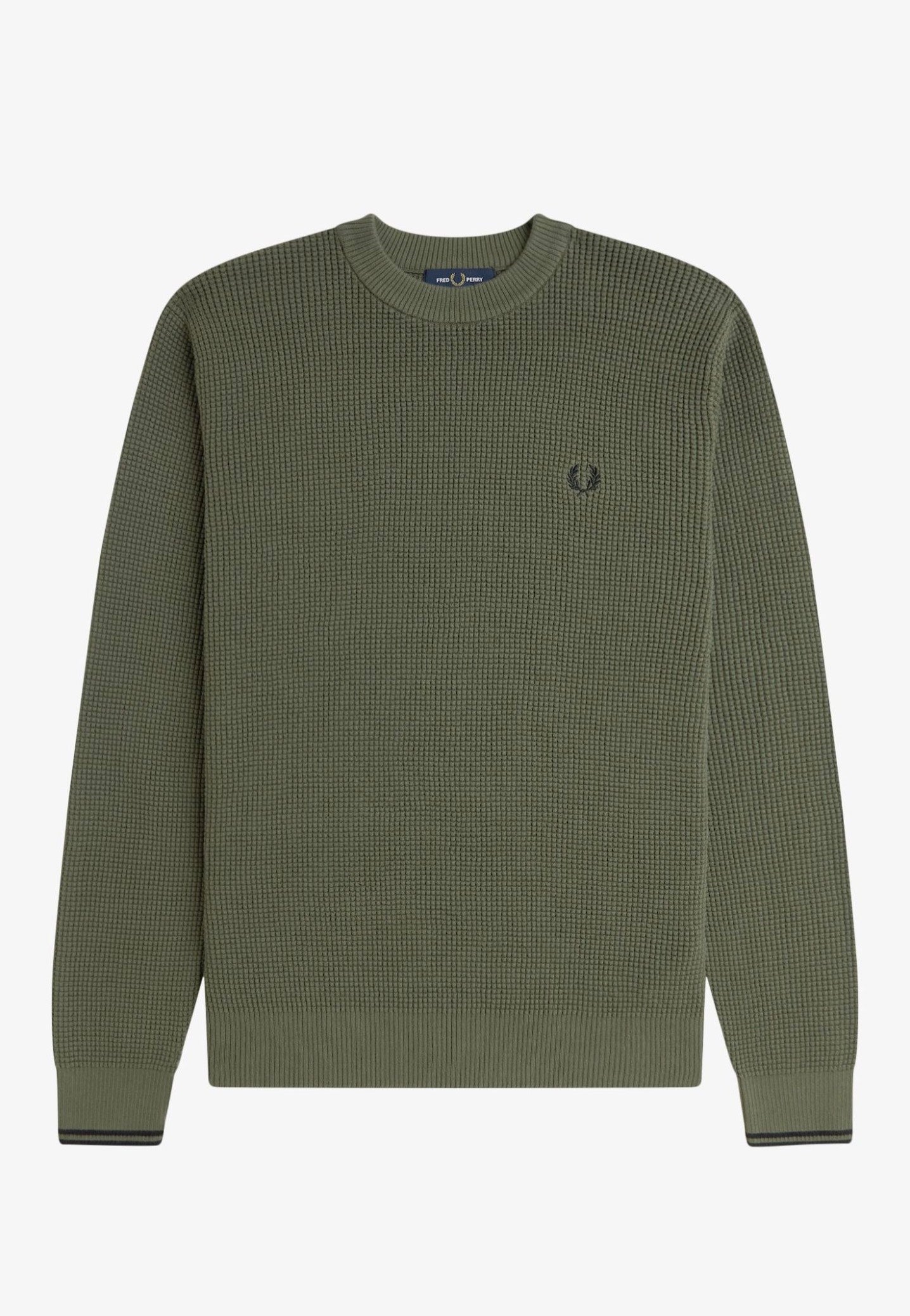 Fred Perry - Waffle Stitch Laurel Wreath Green - Pullover | Men-Image