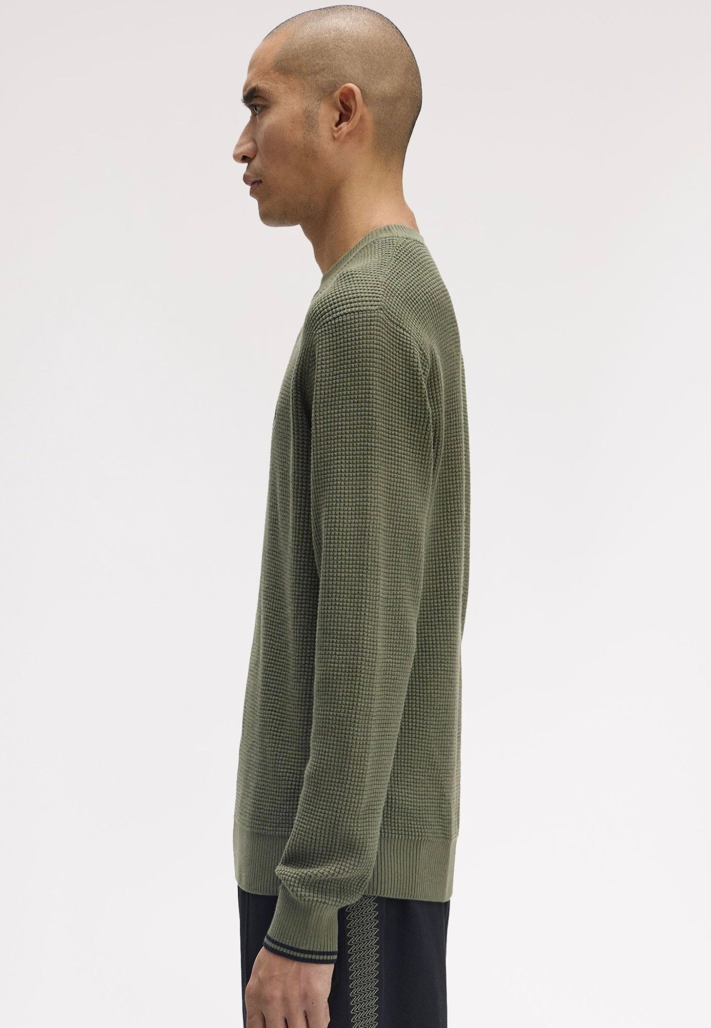 Fred Perry - Waffle Stitch Laurel Wreath Green - Pullover | Men-Image