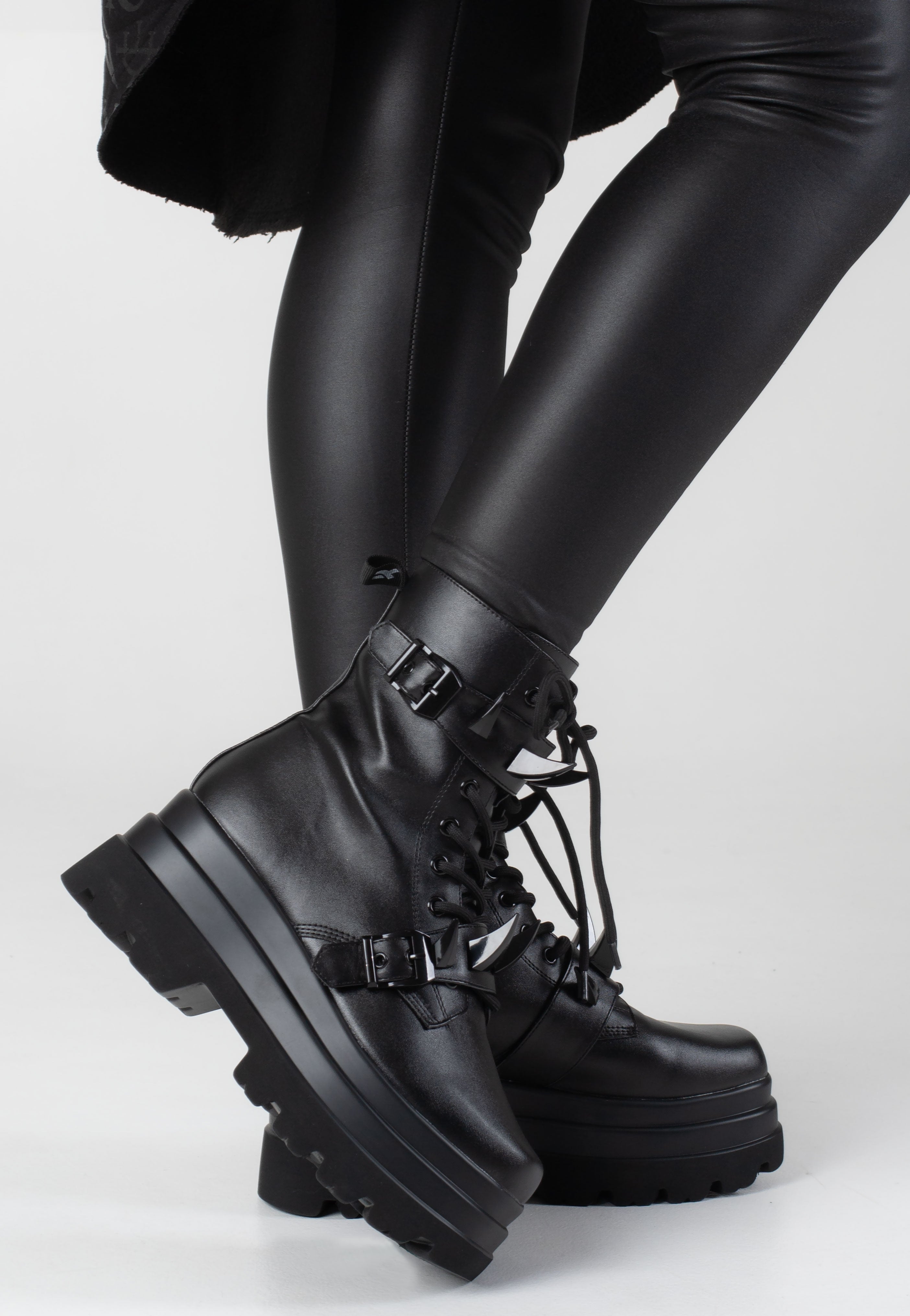 Koi Footwear Santoku Trident Spike Platform Black - Girl Shoes