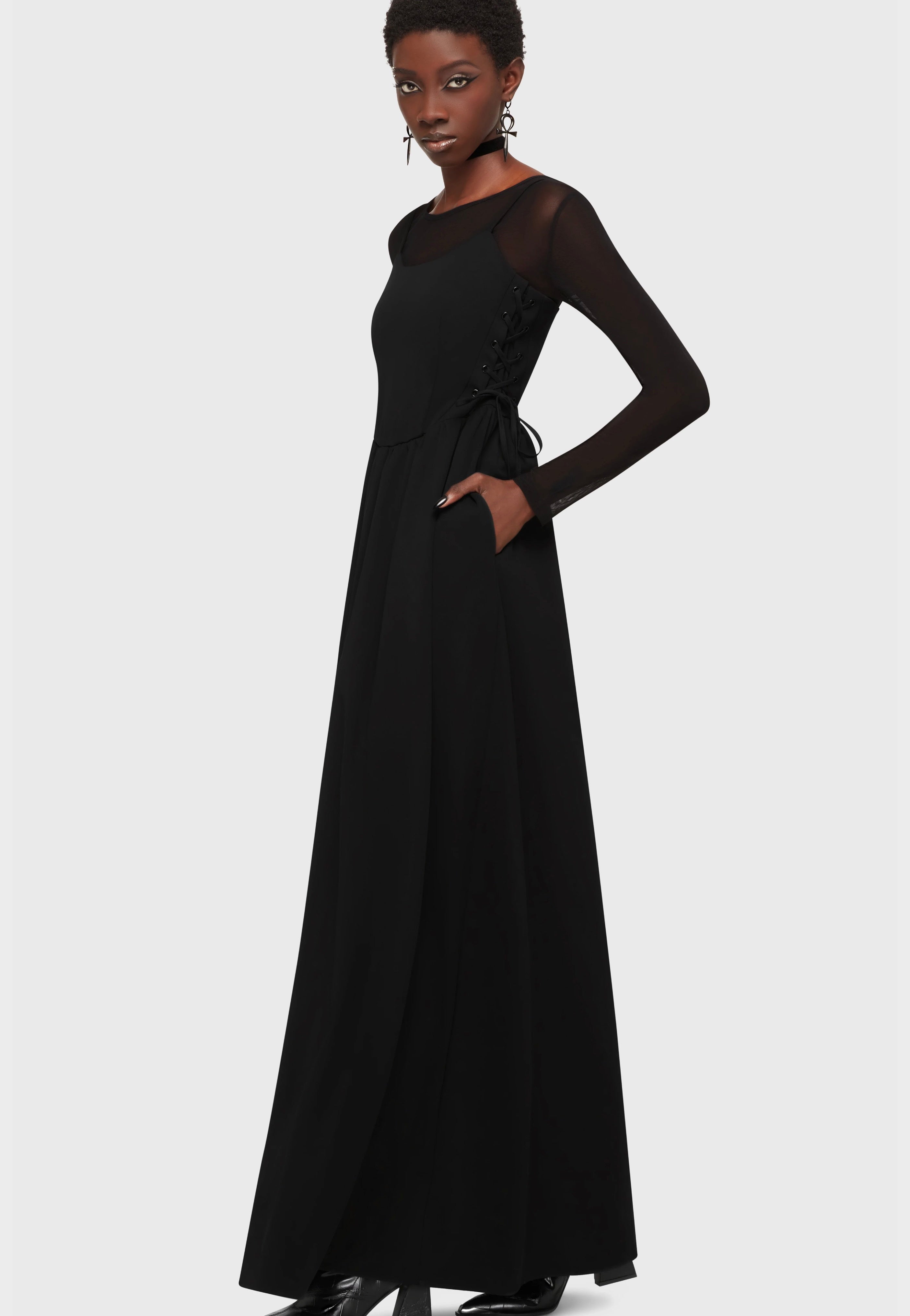 Killstar x Kihilist - Kaia's Storm Maxi Black - Dress | Women-Image