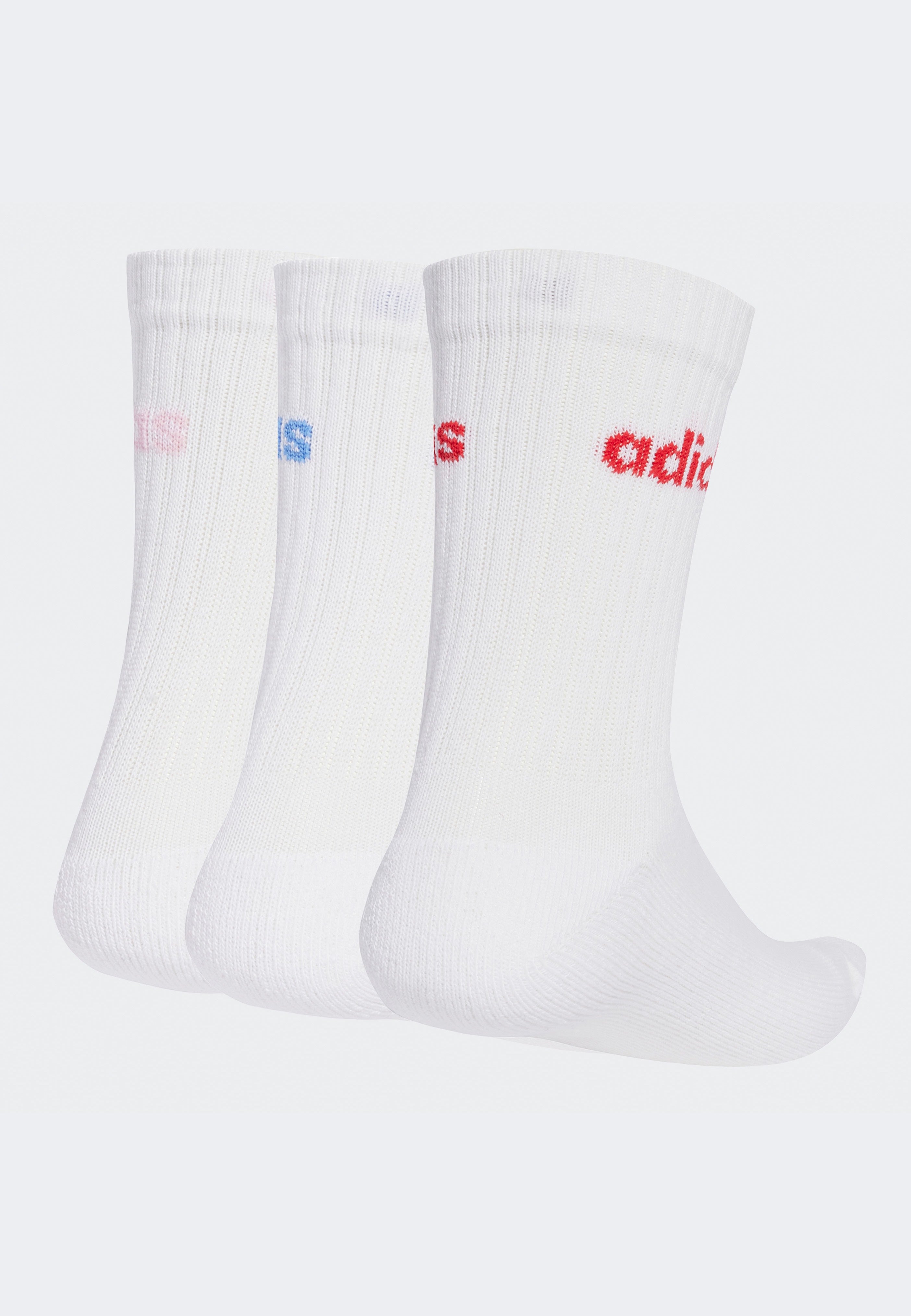 Adidas - Linear Crew Pack Of 3 White/Powtea/Clpink/Blufu - Socks | Neutral-Image