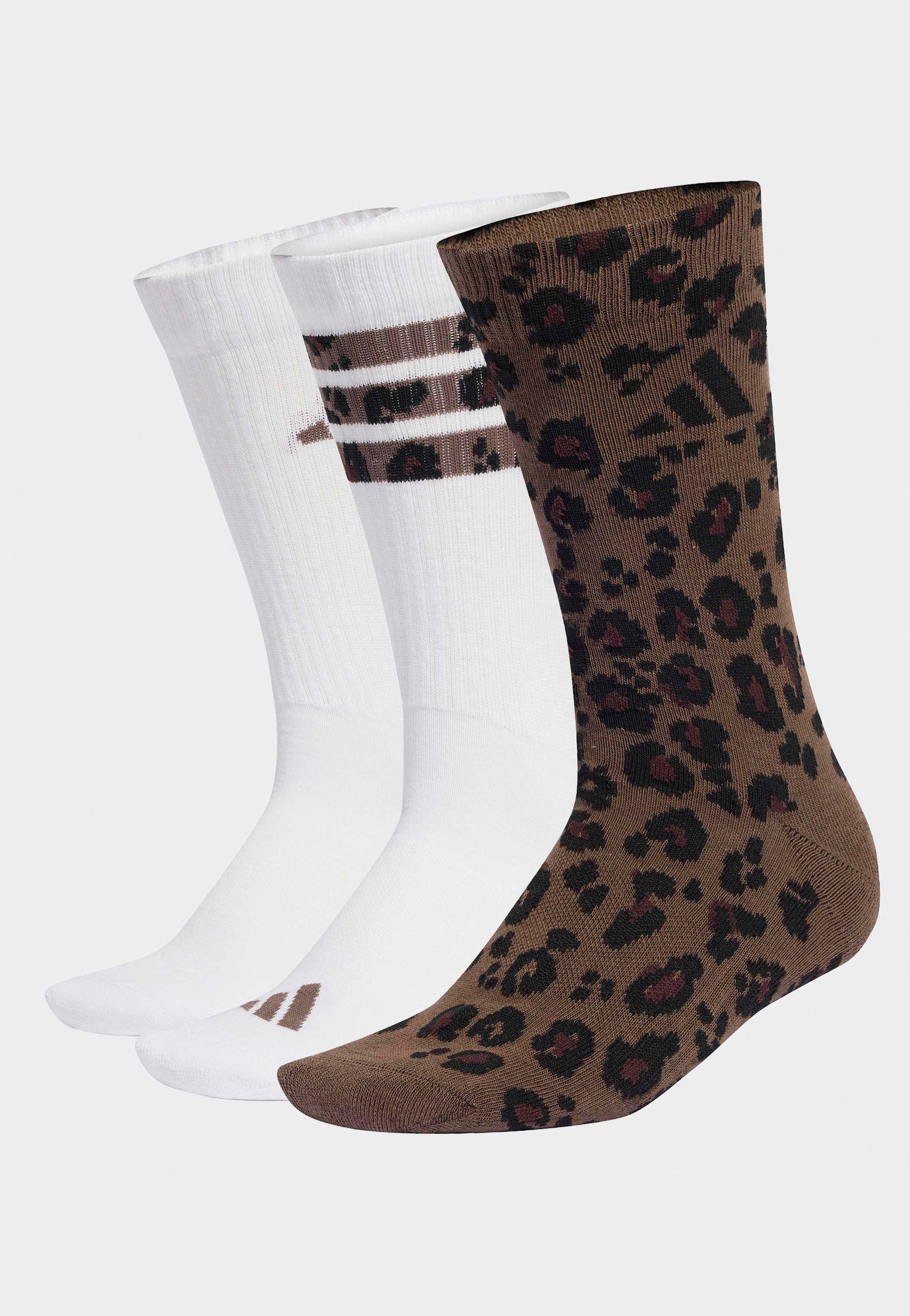 Adidas - Leo Pack Of 3 Earth Strata/Shadow Brown/White - Socks | Neutral-Image