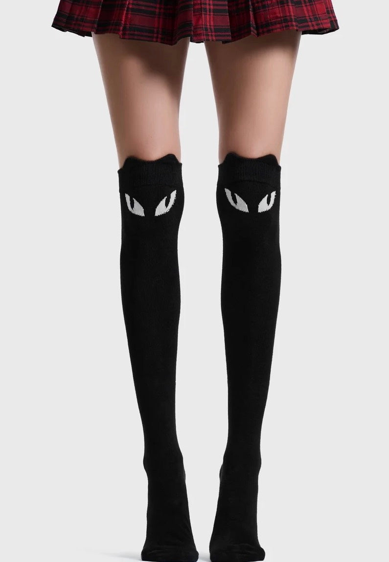 Killstar Keiko Kitty Knee High Multi Socks | Women-Image