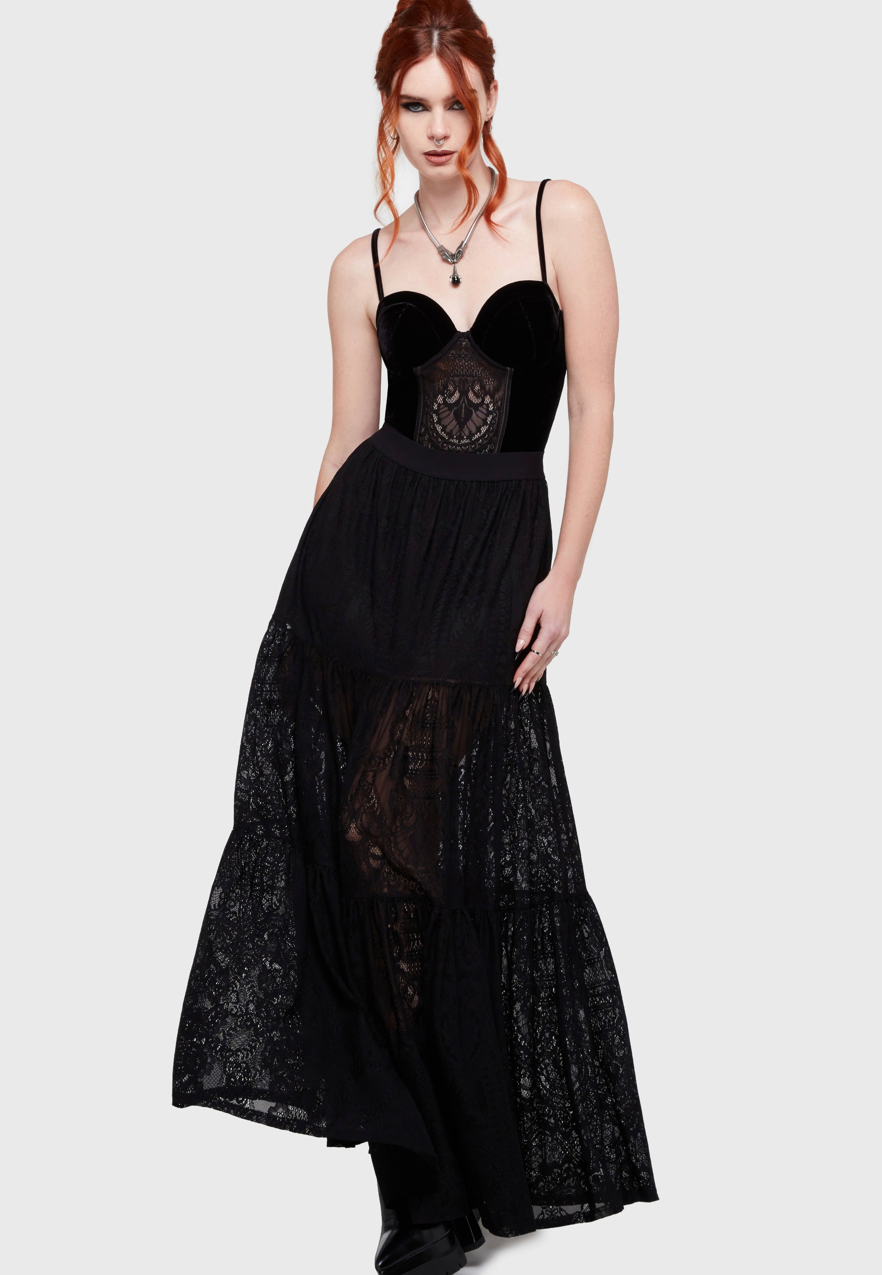Killstar - Kiss Of Night Maxi Black - Skirt | Women-Image