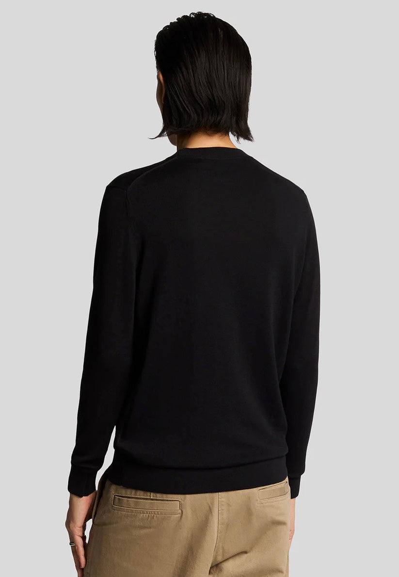 Lyle & Scott - Tonal Superfine Crew Neck Jet Black - Sweater | Men-Image
