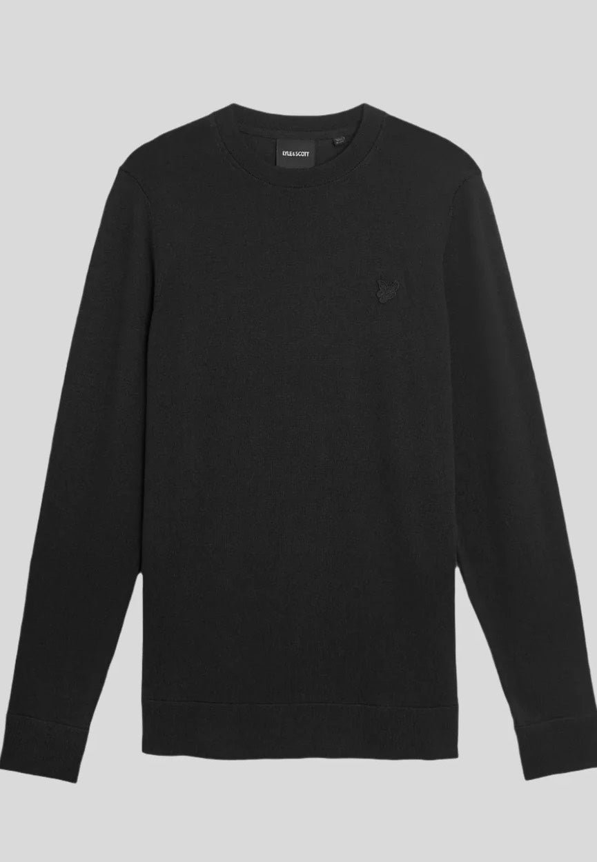 Lyle & Scott - Tonal Superfine Crew Neck Jet Black - Sweater | Men-Image